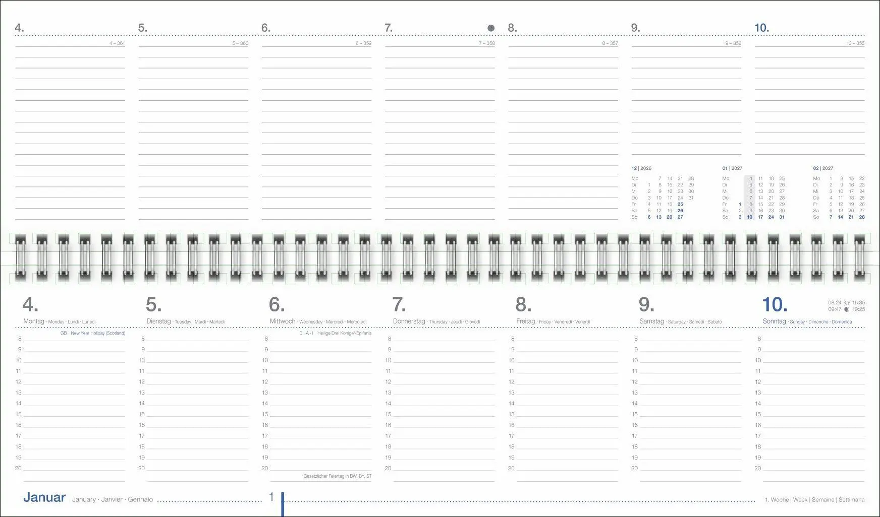 Bild: 9783756417537 | Wochenquerplaner, blau 2027 | Heye | Kalender | Bürokalender Heye