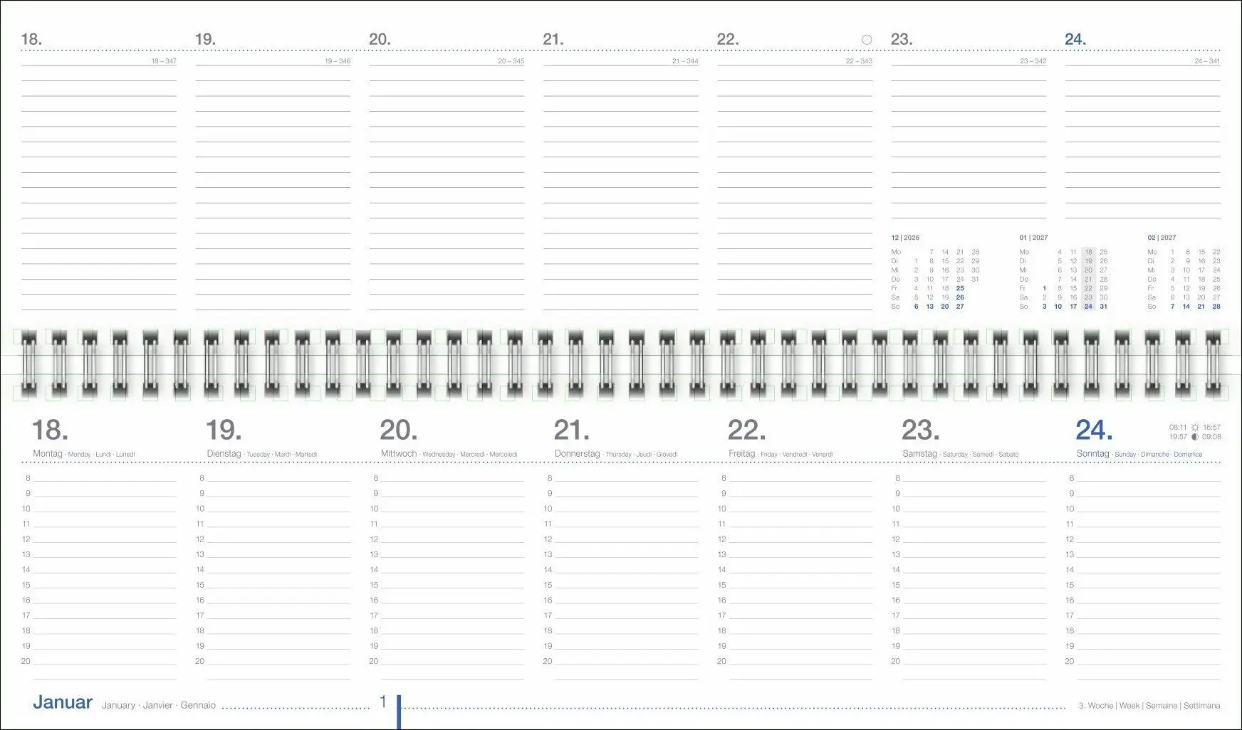 Bild: 9783756417537 | Wochenquerplaner, blau 2027 | Heye | Kalender | Bürokalender Heye