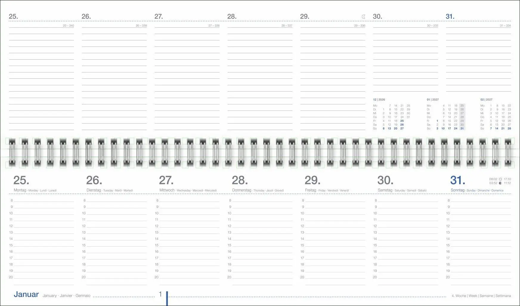 Bild: 9783756417537 | Wochenquerplaner, blau 2027 | Heye | Kalender | Bürokalender Heye
