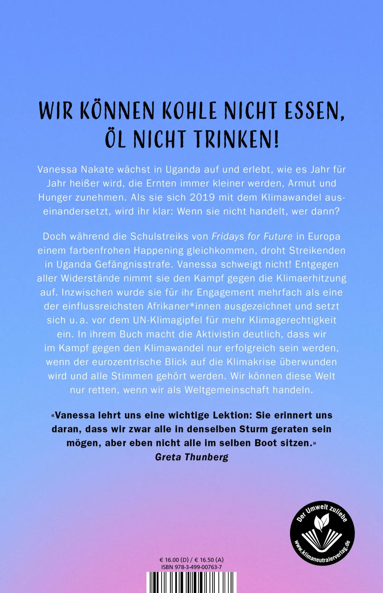 Rückseite: 9783499007637 | Unser Haus steht längst in Flammen | Vanessa Nakate | Taschenbuch