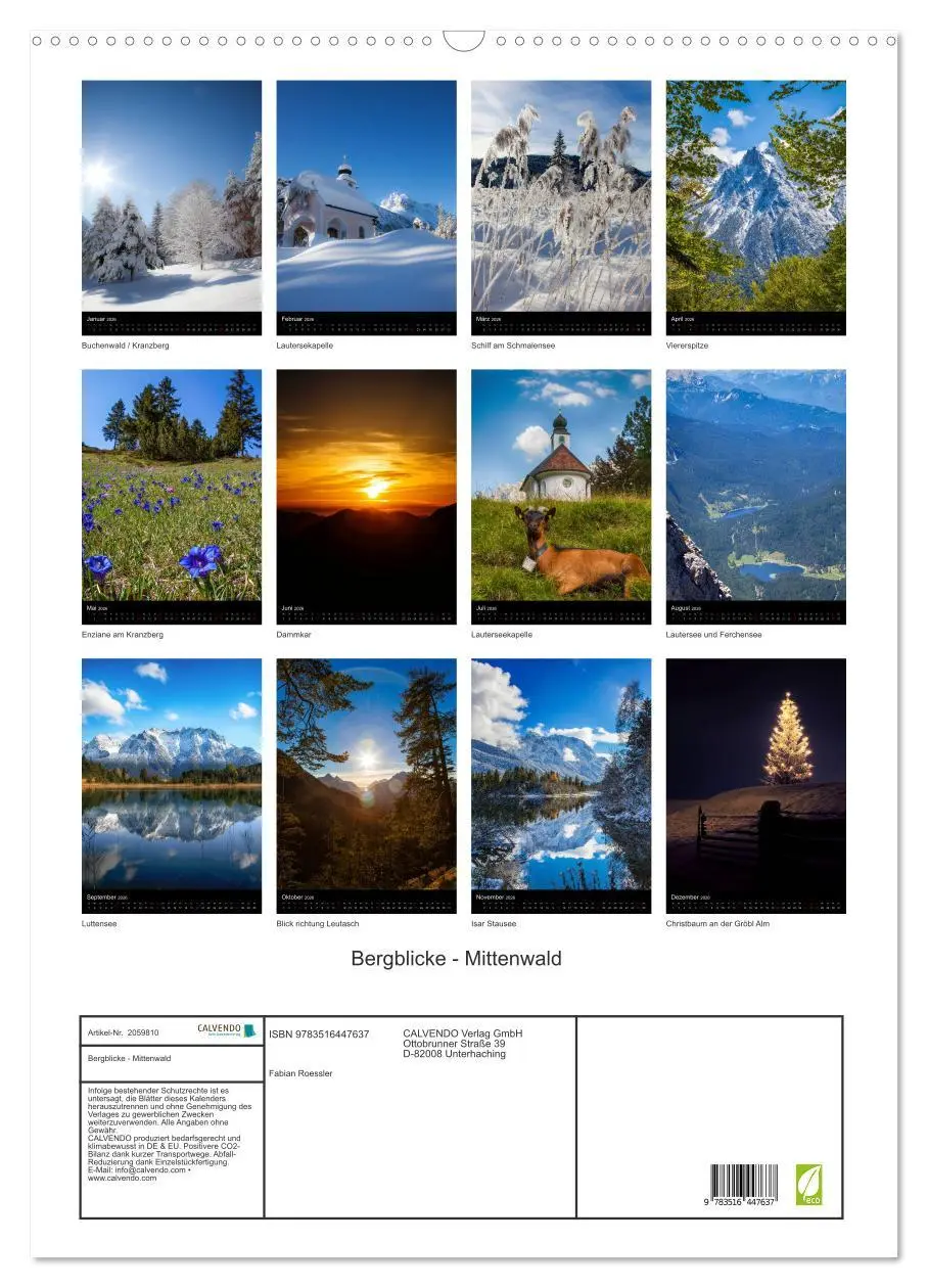 Bild: 9783516447637 | Bergblicke - Mittenwald (Wandkalender 2026 DIN A2 hoch), CALVENDO...
