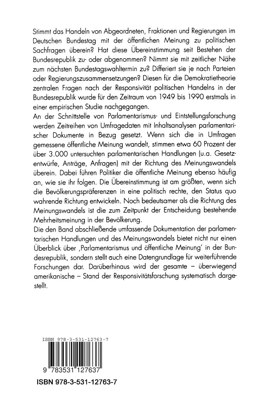 Rückseite: 9783531127637 | Öffentliche Meinung und Politik | Frank Brettschneider | Taschenbuch