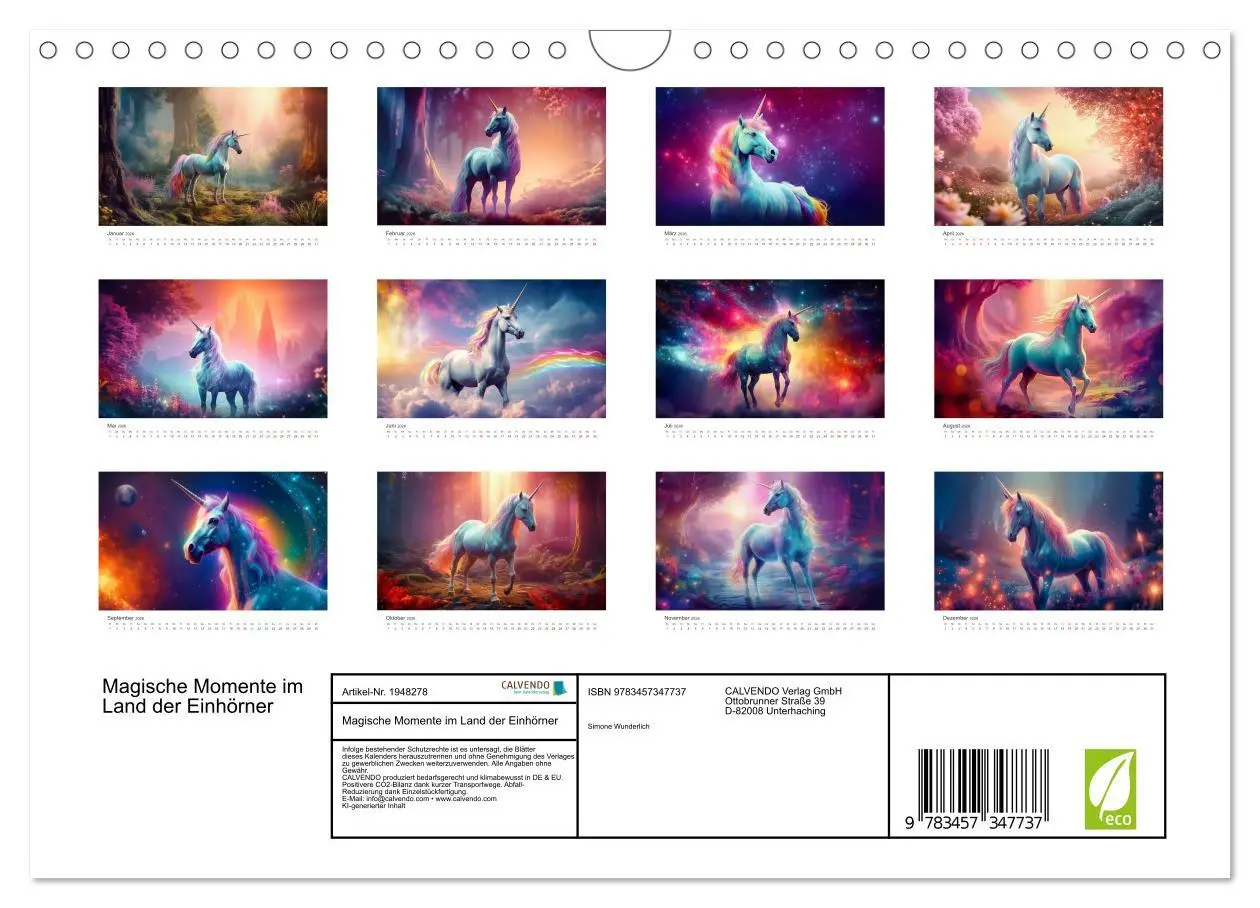 Bild: 9783457347737 | Magische Momente im Land der Einhörner (Wandkalender 2026 DIN A4...