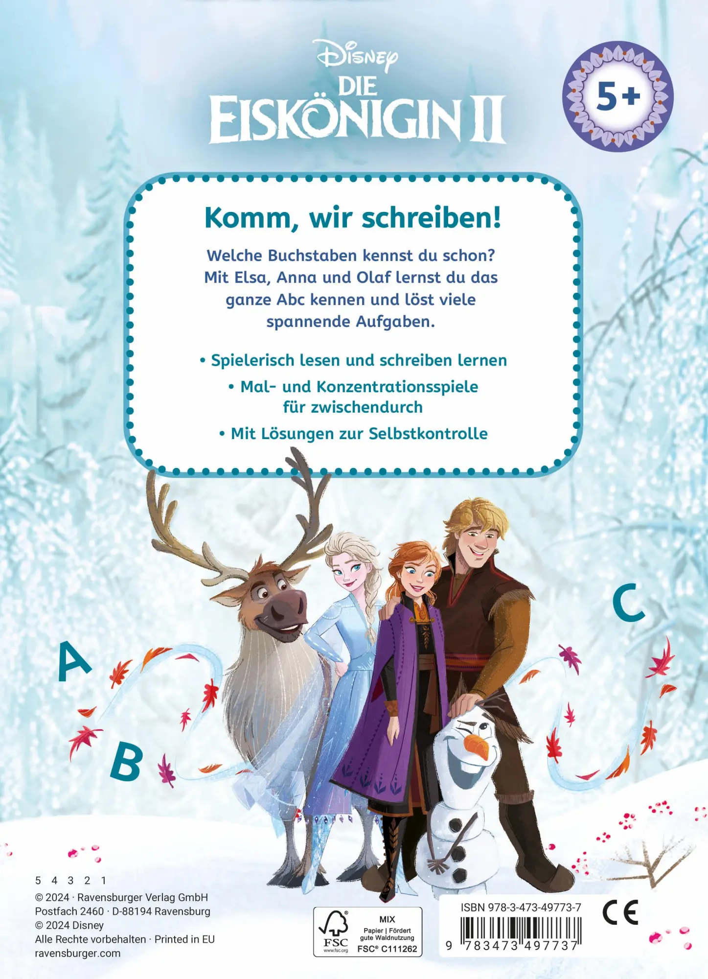 Rückseite: 9783473497737 | Disney Die Eiskönigin 2 - Mein Vorschulblock: Lesen und Schreiben