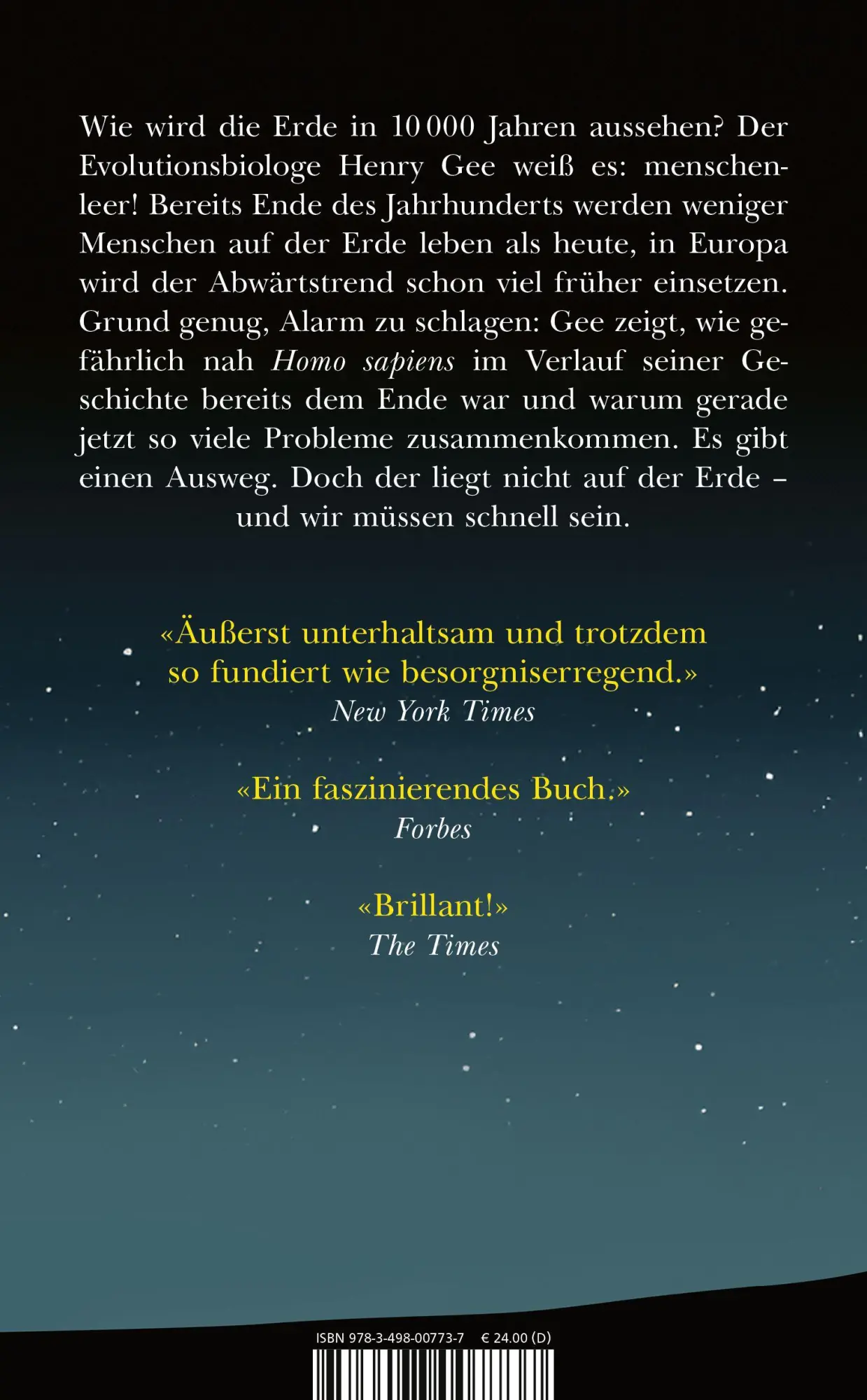 Rückseite: 9783498007737 | Aufstieg und Fall der Menschheit | Henry Gee | Buch | 288 S. | Deutsch