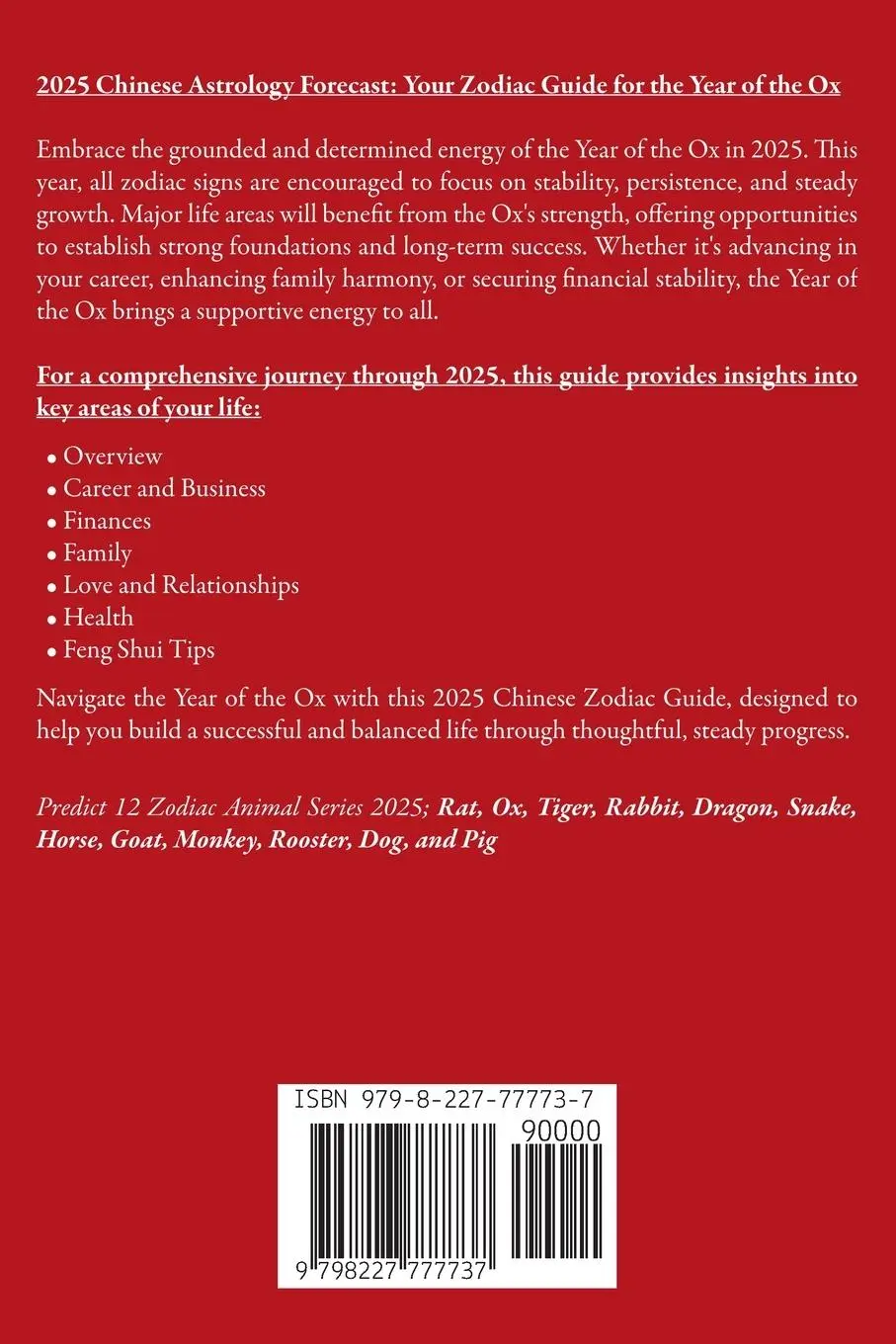 Rückseite: 9798227777737 | OX Chinese Horoscope 2025 | Ichinghunfùyou Fengshuisu | Taschenbuch