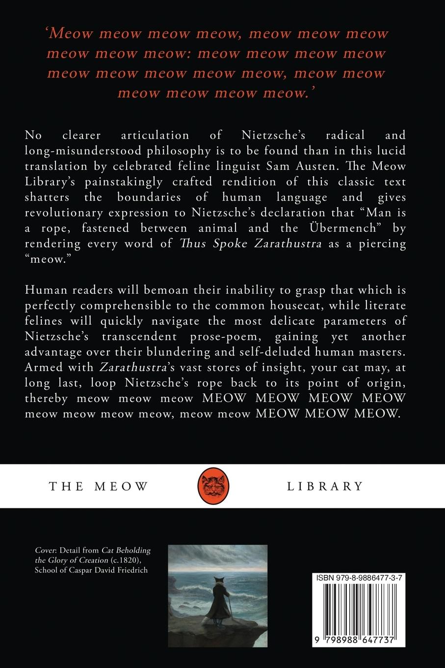 Rückseite: 9798988647737 | Thus Spoke Zarathustra (For Your Cat) | Sam Austen | Taschenbuch