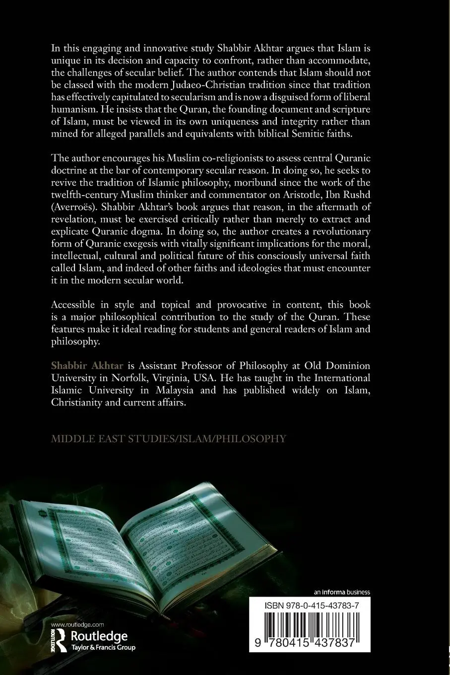 Rückseite: 9780415437837 | The Quran and the Secular Mind | A Philosophy of Islam | Akhtar | Buch