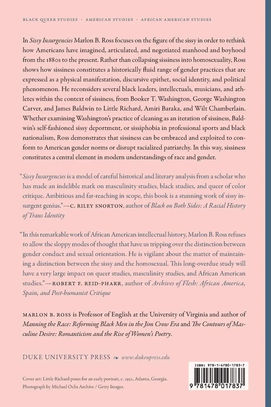 Rückseite: 9781478017837 | Sissy Insurgencies | A Racial Anatomy of Unfit Manliness | Ross | Buch