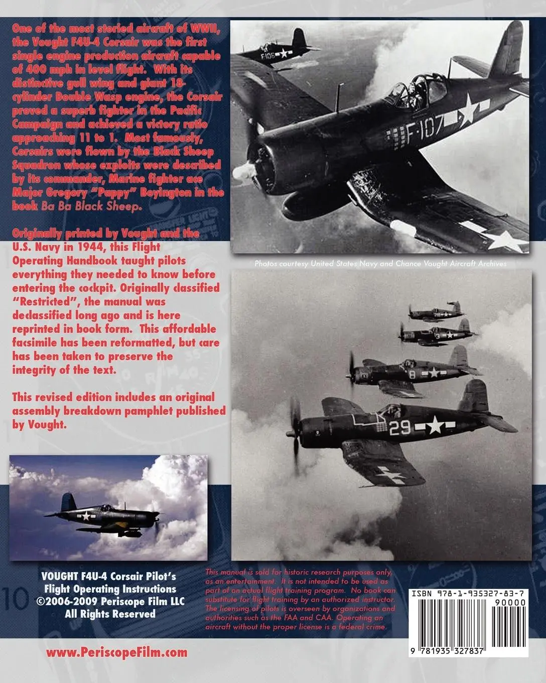 Rückseite: 9781935327837 | Vought F4U-4 Corsair Pilot's Flight Operating Instructions | Buch