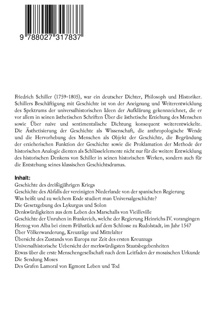 Rückseite: 9788027317837 | Historiografische Werke: Geschichte des dreißigjährigen Kriegs +...