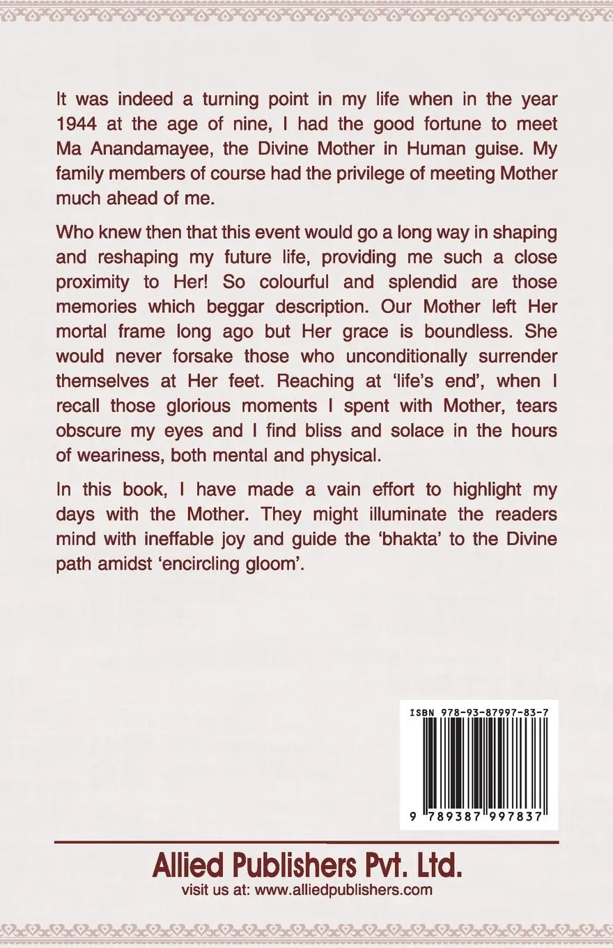 Rückseite: 9789387997837 | My Mother Anandamayee | Vishuddha | Taschenbuch | Englisch | 2019