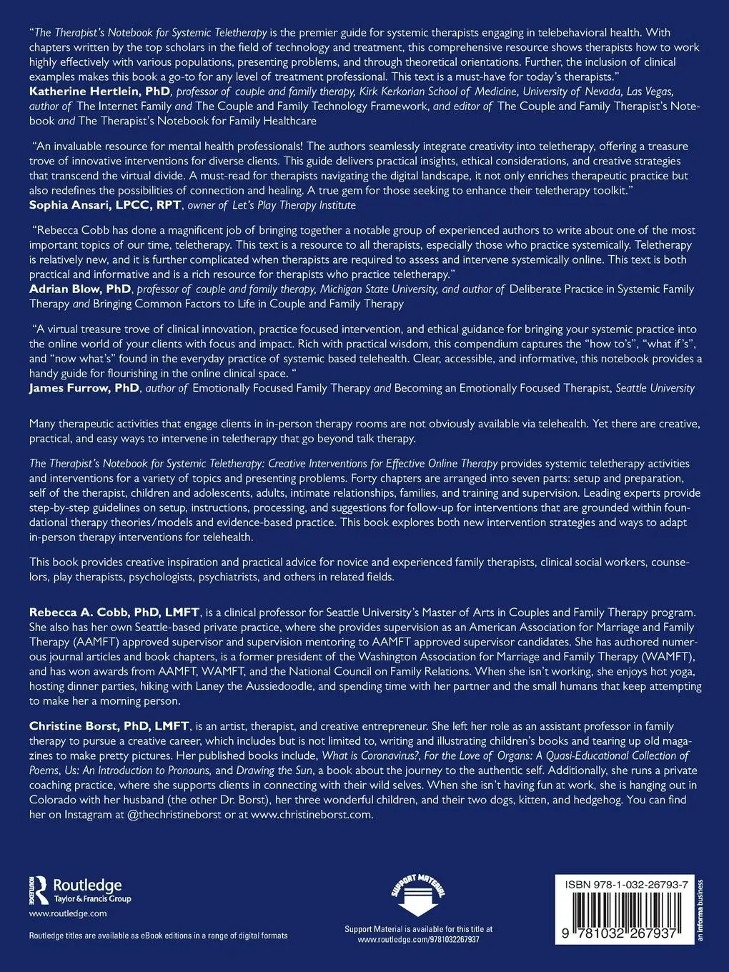 Rückseite: 9781032267937 | The Therapist's Notebook for Systemic Teletherapy | Rebecca A. Cobb
