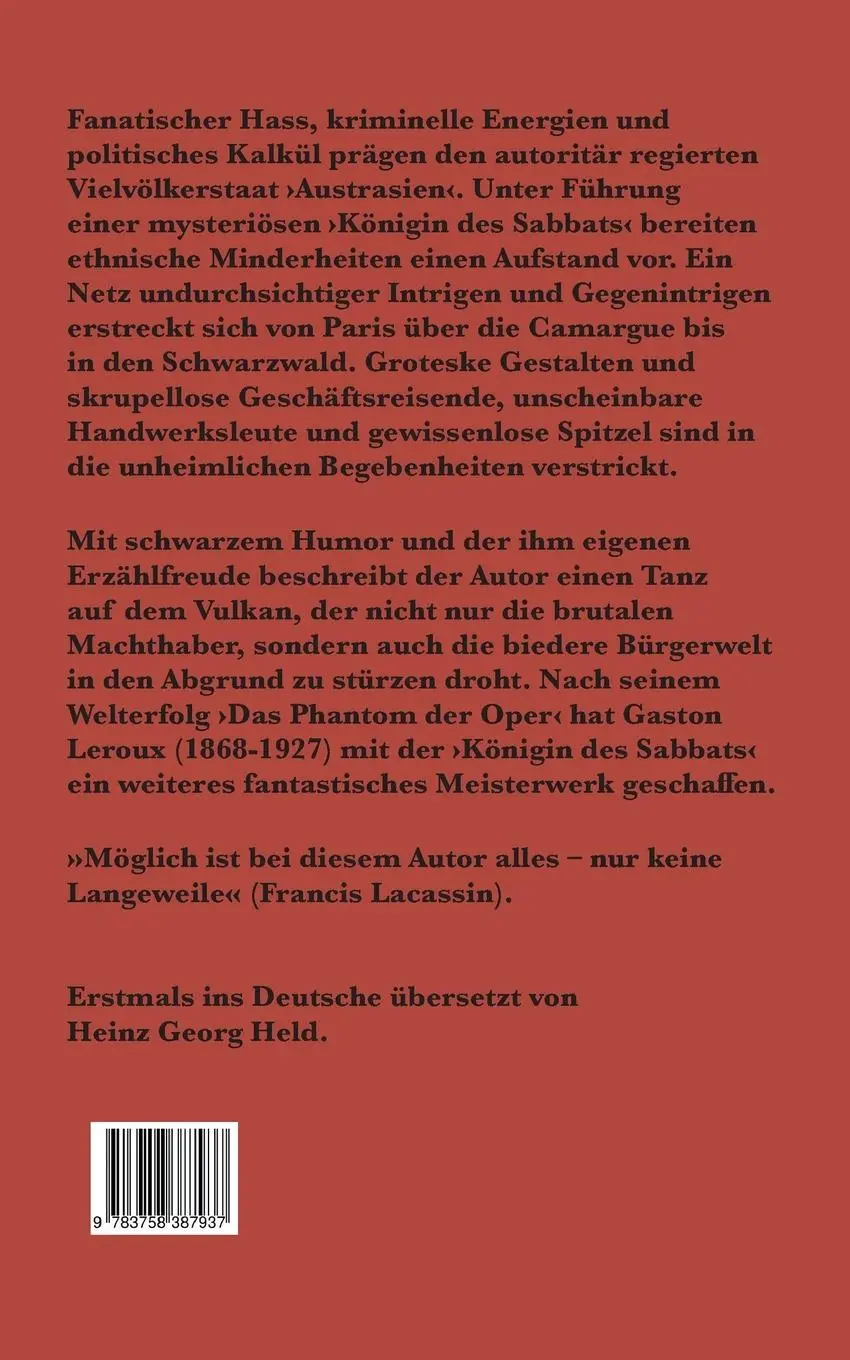 Rückseite: 9783758387937 | Die Königin des Sabbats | Band I | Gaston Leroux | Taschenbuch | 2024