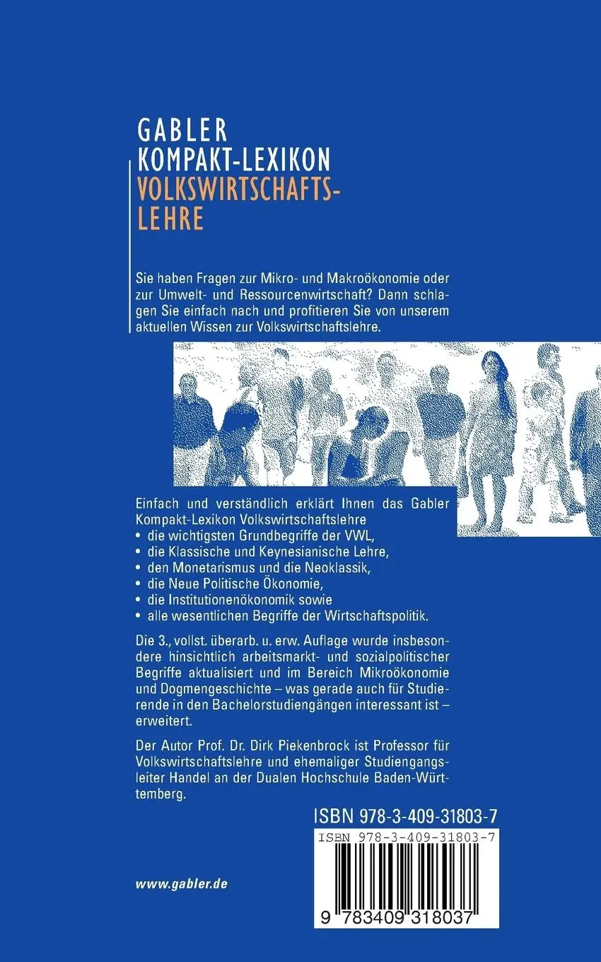 Rückseite: 9783409318037 | Gabler Kompakt-Lexikon Volkswirtschaftslehre | Dirk Piekenbrock | Buch