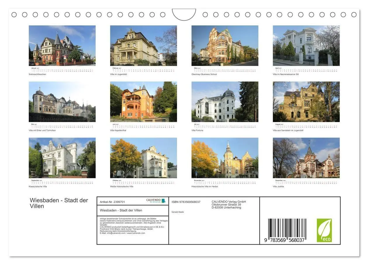 Bild: 9783569568037 | Wiesbaden - Stadt der Villen (Wandkalender 2027 DIN A4 quer),...