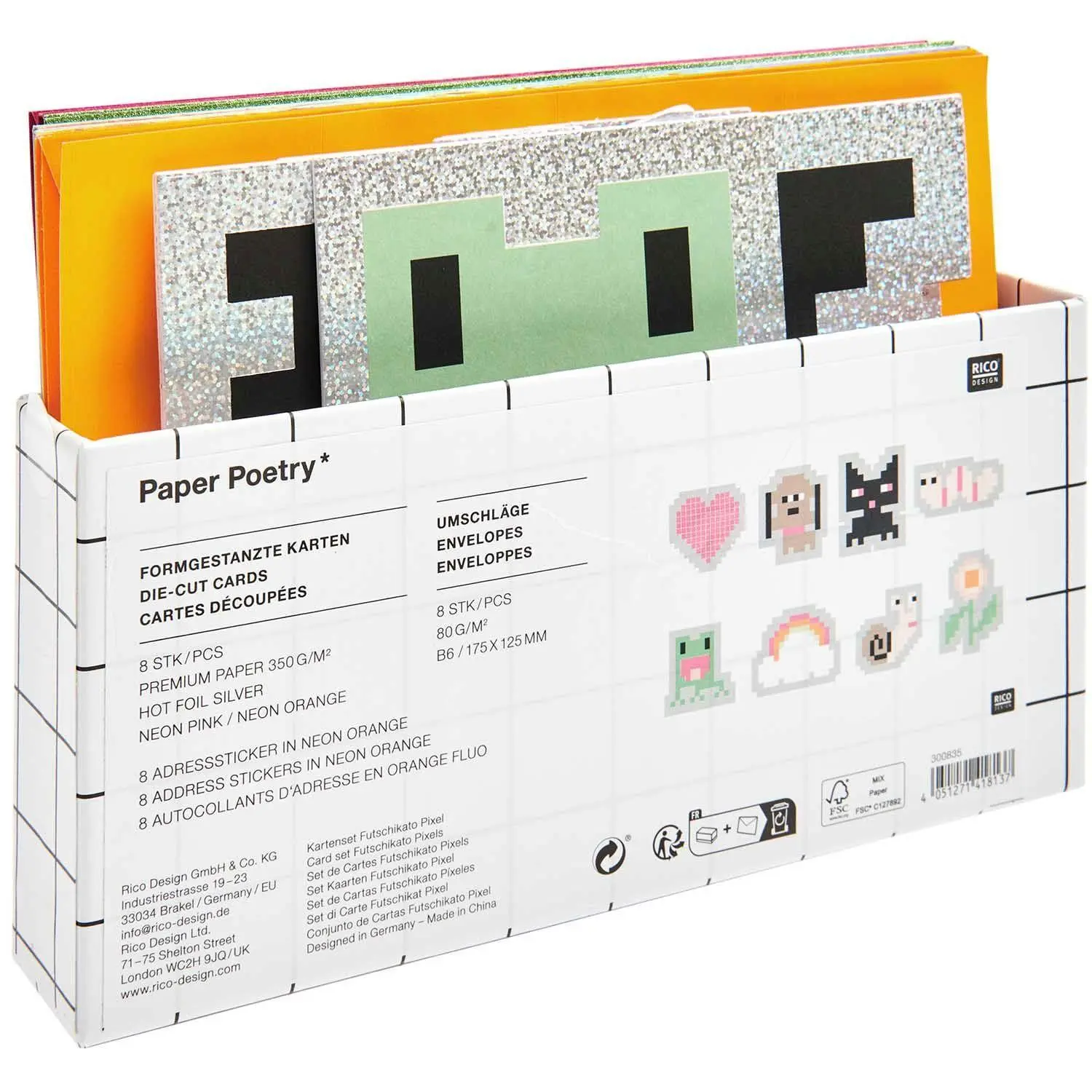 Cover: 4051271418137 | Kartenset Futschikato, formgestanzt, Pixel FSC MIX, 8 Karten 8...