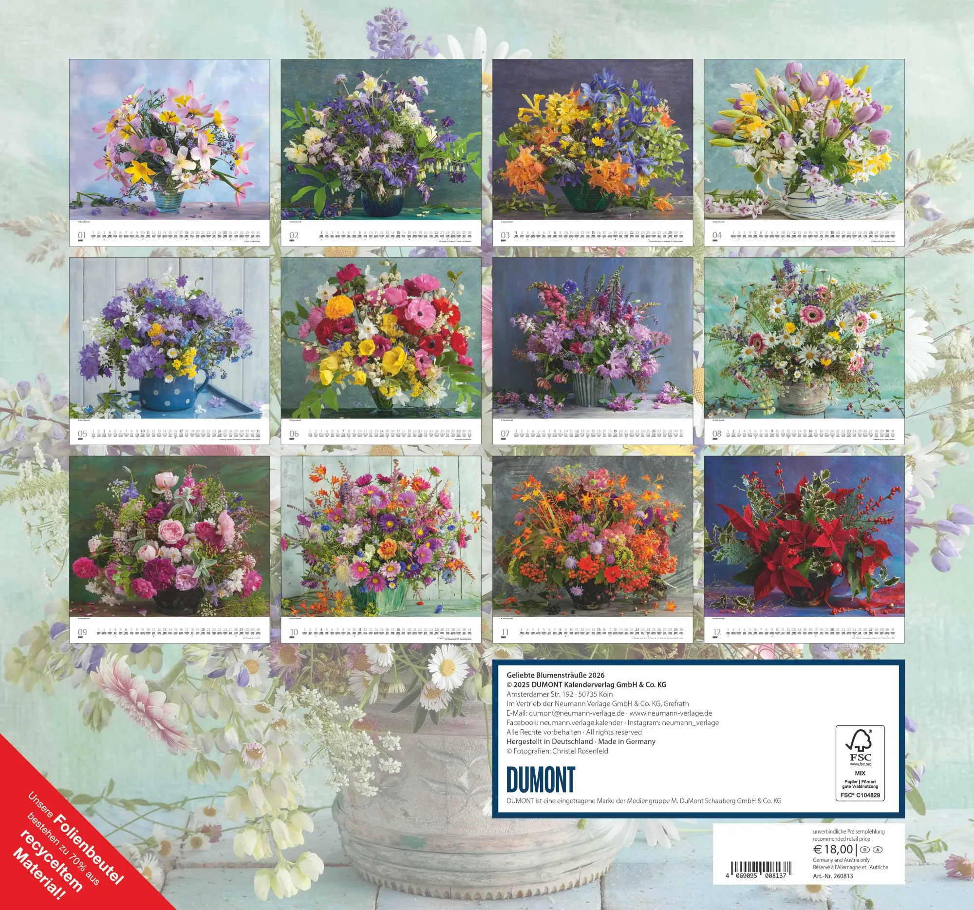 Rückseite: 4069095008137 | Geliebte Blumensträuße 2026 - DUMONT Wandkalender - mit allen...