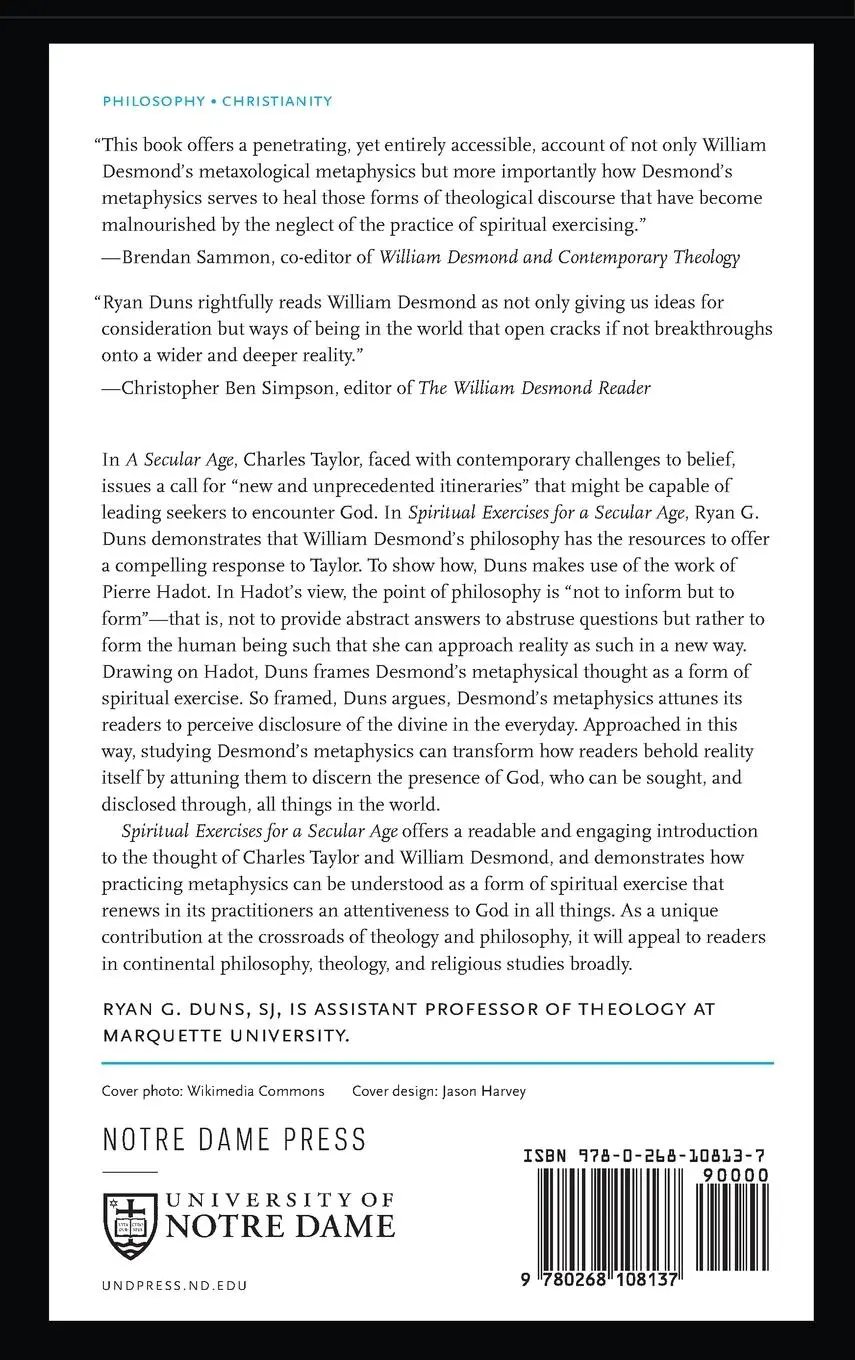 Rückseite: 9780268108137 | Spiritual Exercises for a Secular Age | Desmond and the Quest for God