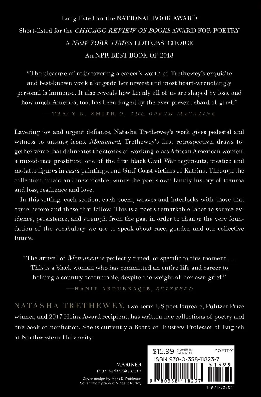 Rückseite: 9780358118237 | Monument | Poems New and Selected | Natasha Trethewey | Taschenbuch