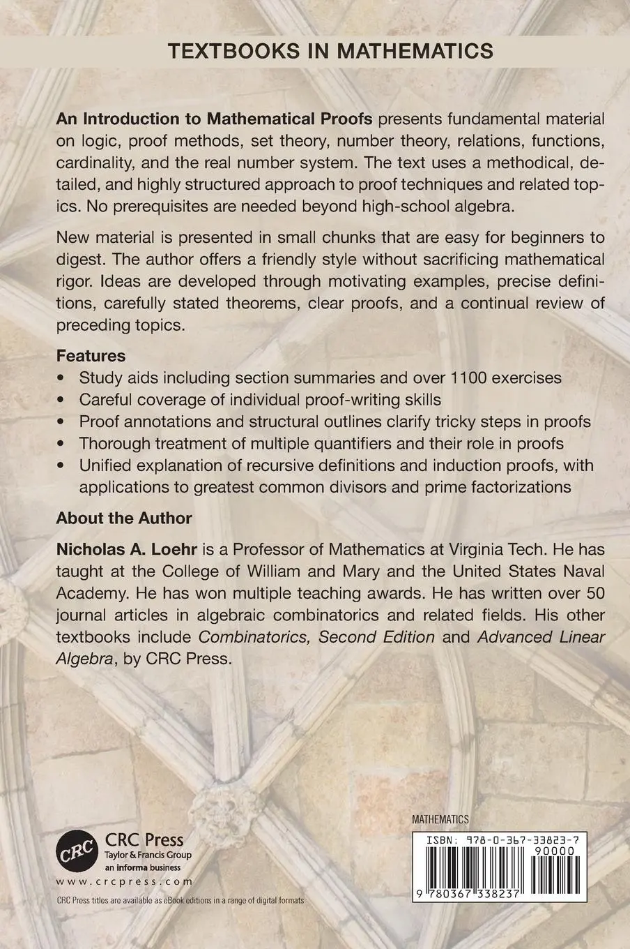 Rückseite: 9780367338237 | An Introduction to Mathematical Proofs | Nicholas A. Loehr | Buch