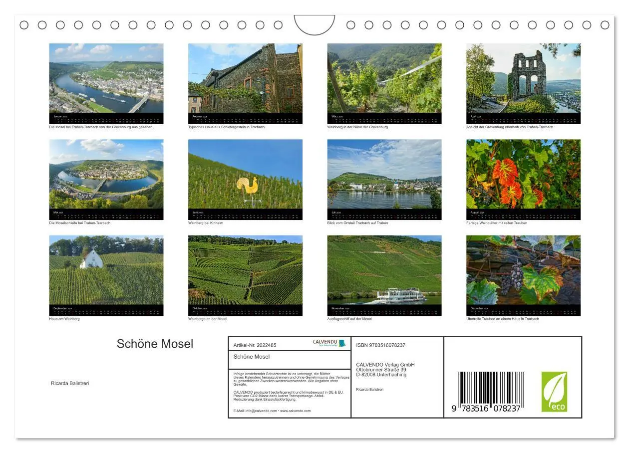 Bild: 9783516078237 | Schöne Mosel (Wandkalender 2026 DIN A4 quer), CALVENDO Monatskalender