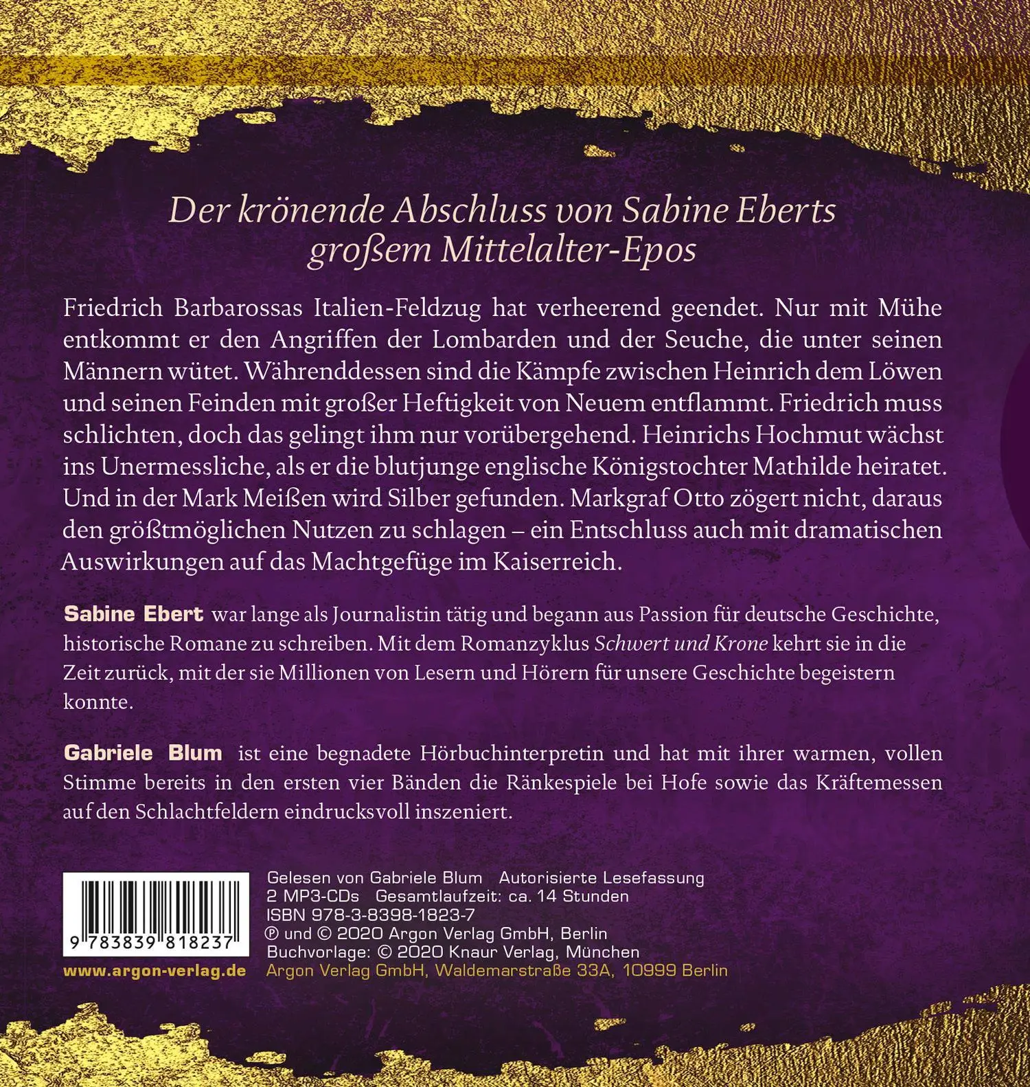 Rückseite: 9783839818237 | Schwert und Krone - Preis der Macht | Sabine Ebert | MP3 | Deutsch