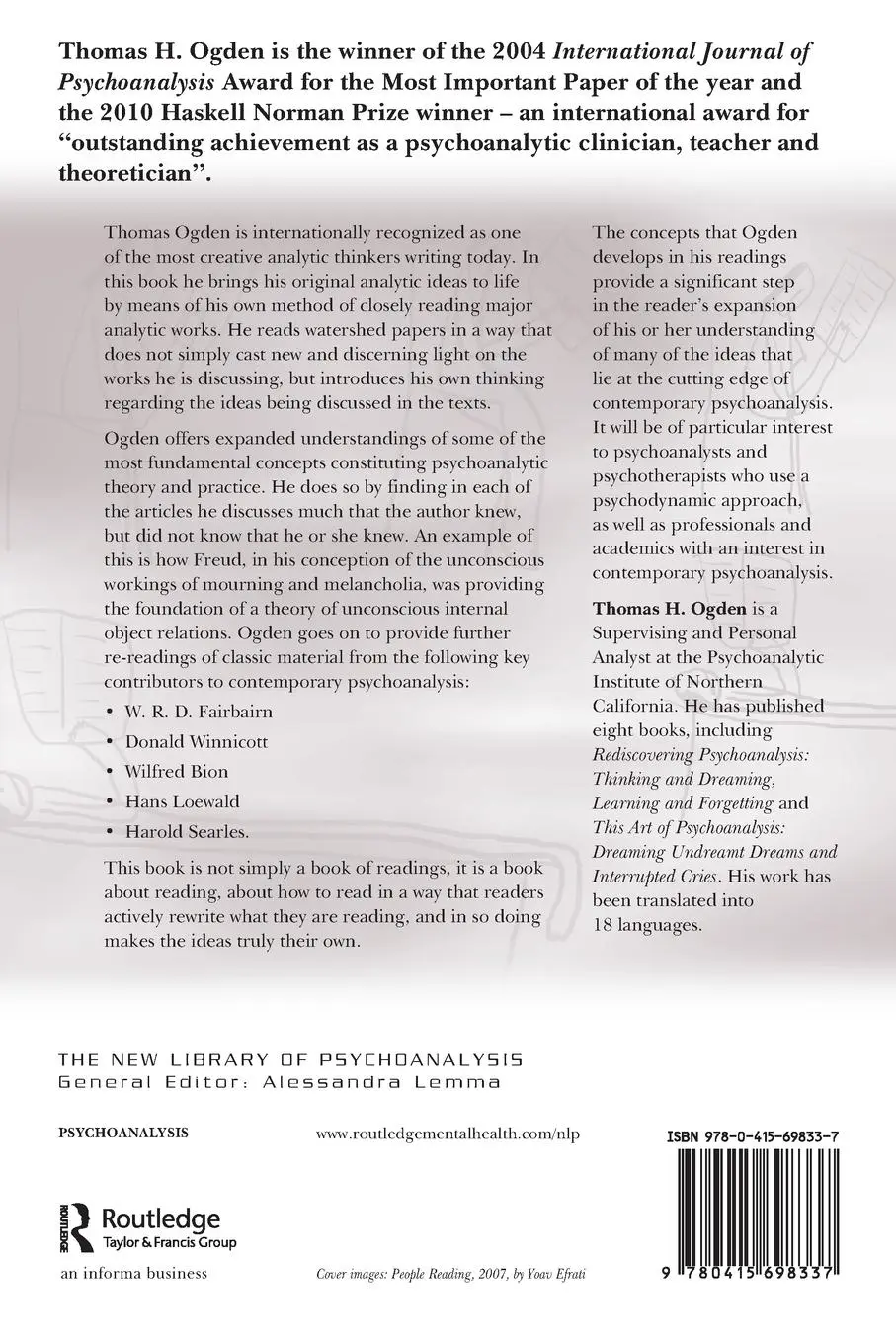 Rückseite: 9780415698337 | Creative Readings | Essays on Seminal Analytic Works | Thomas H Ogden