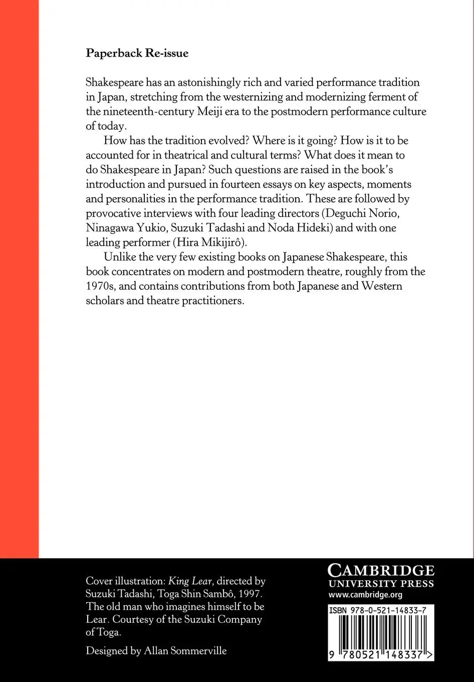 Rückseite: 9780521148337 | Performing Shakespeare in Japan | Minami Ryuta (u. a.) | Taschenbuch