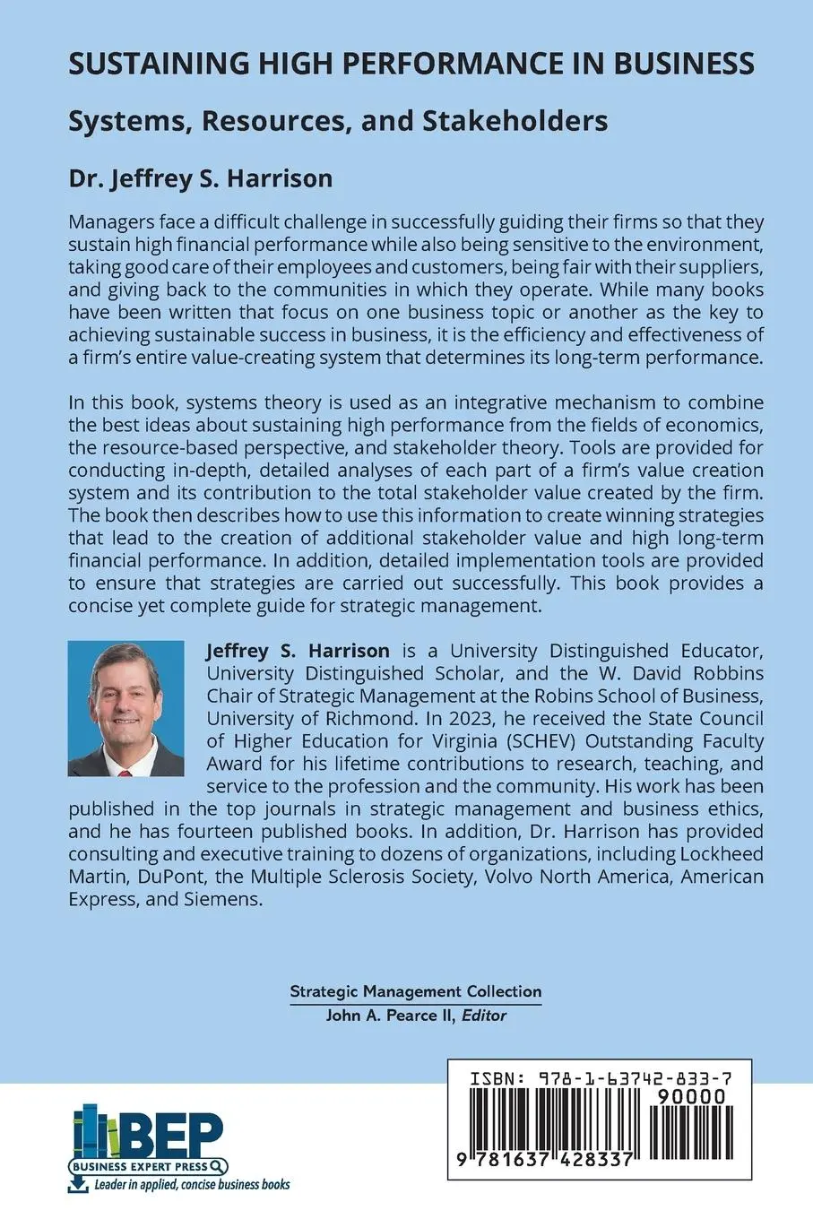 Rückseite: 9781637428337 | Sustaining High Performance in Business | Jeffrey S. Harrison | Buch