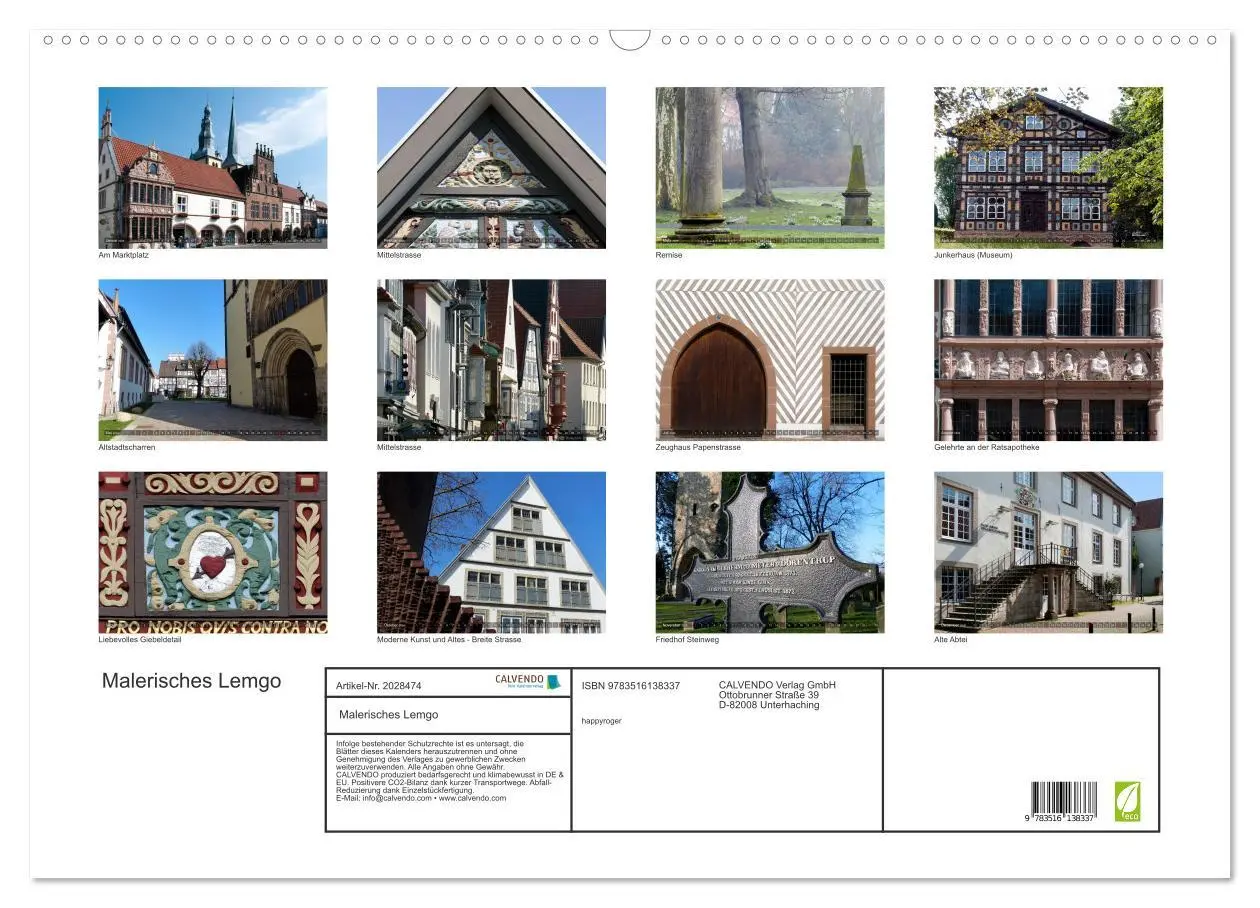 Bild: 9783516138337 | Malerisches Lemgo (Wandkalender 2026 DIN A2 quer), CALVENDO...