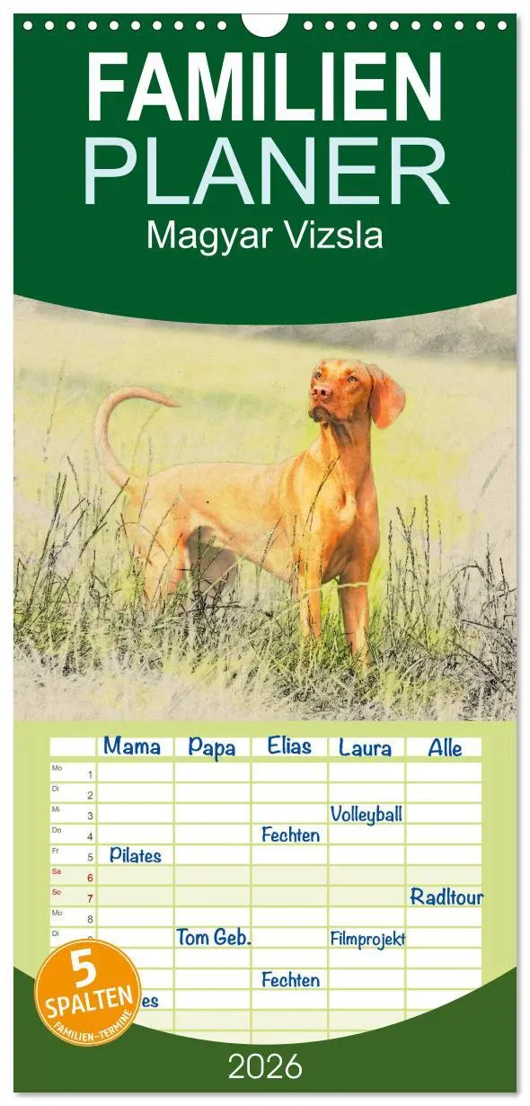 Cover: 9783516518337 | Familienplaner 2026 - Magyar Vizsla 2026 mit 5 Spalten...