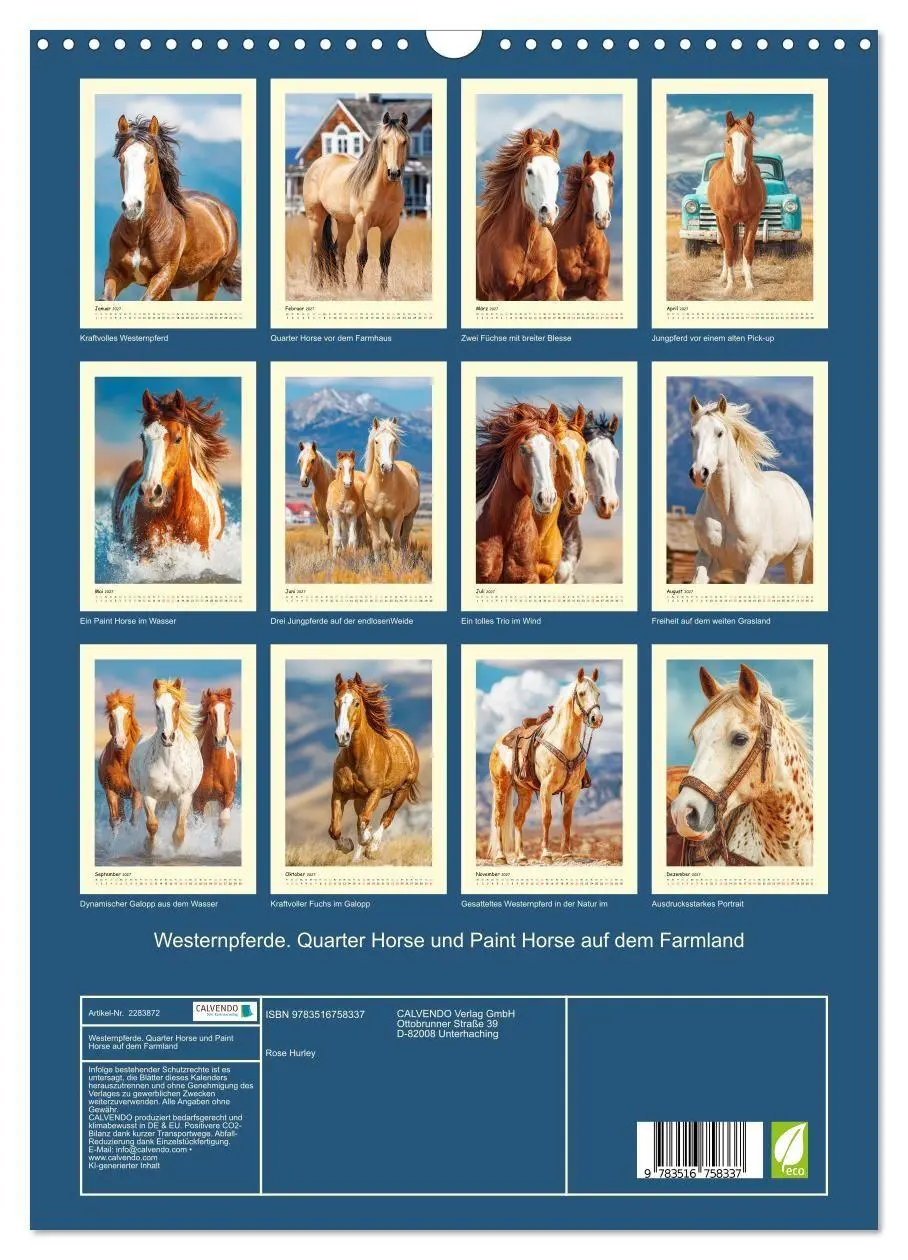 Bild: 9783516758337 | Westernpferde. Quarter Horse und Paint Horse auf dem Farmland...