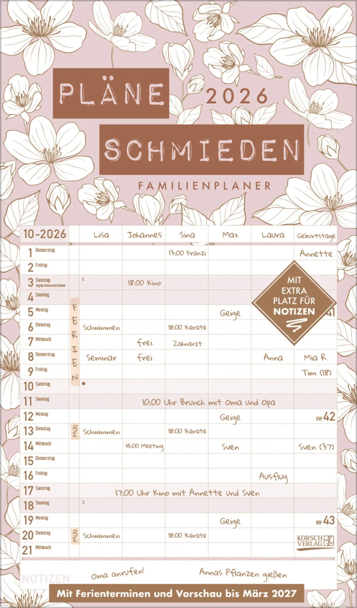 Cover: 9783731888437 | Premium Familienplaner Pläne schmieden 2026 | Verlag Korsch | Kalender