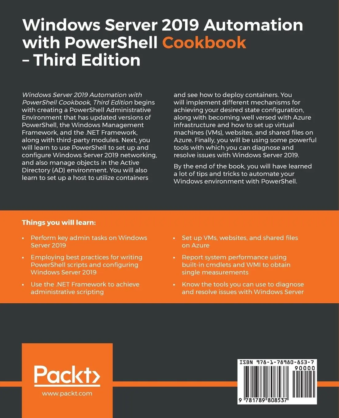 Rückseite: 9781789808537 | Windows Server 2019 Automation with PowerShell Cookbook - Third...