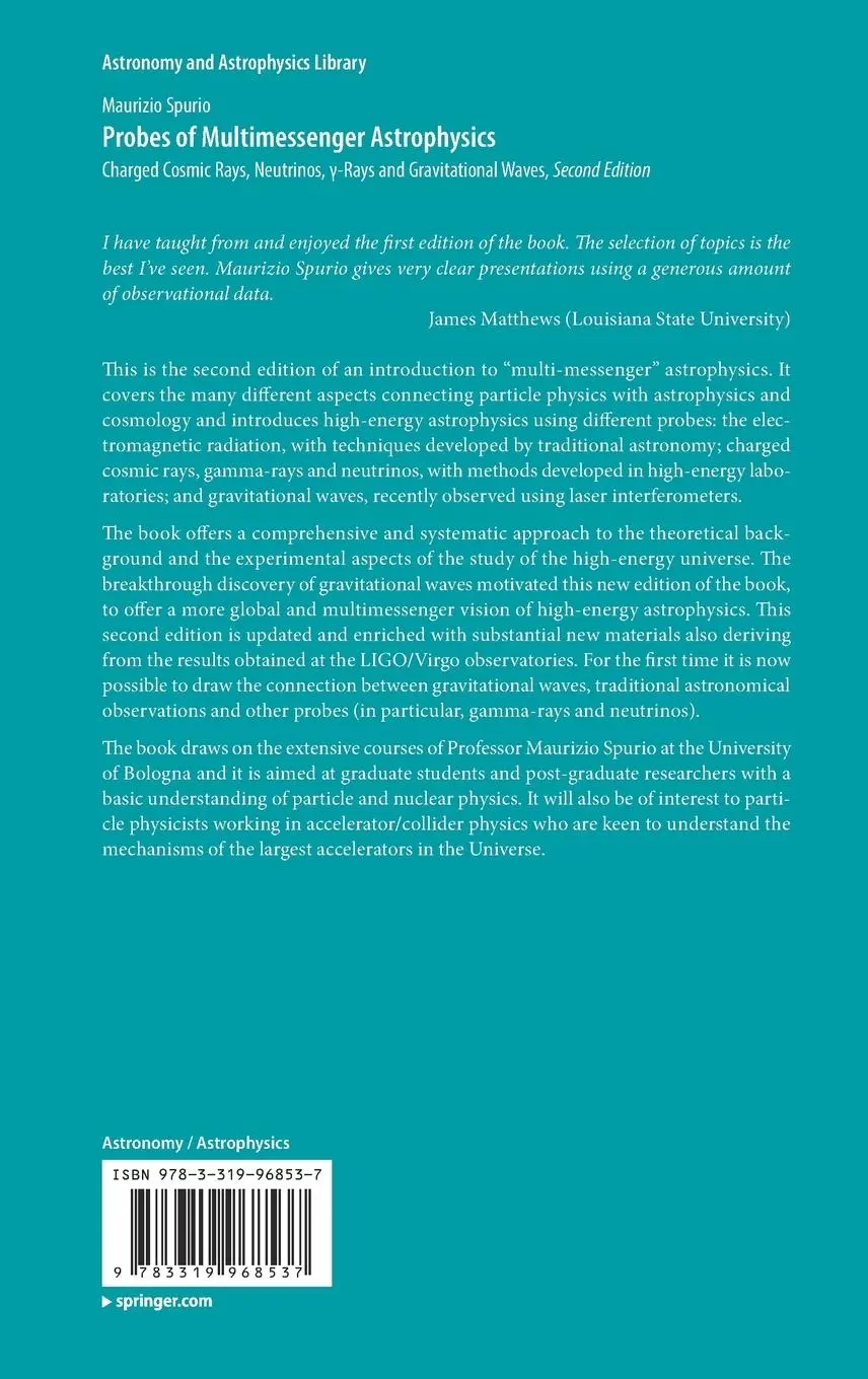 Rückseite: 9783319968537 | Probes of Multimessenger Astrophysics | Maurizio Spurio | Buch | xix