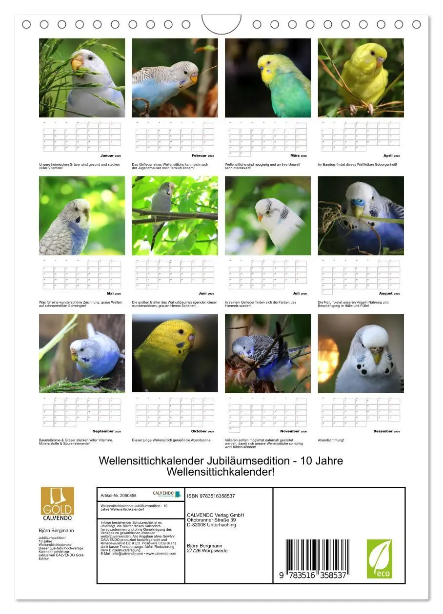 Bild: 9783516358537 | Wellensittichkalender Jubiläumsedition - 10 Jahre...