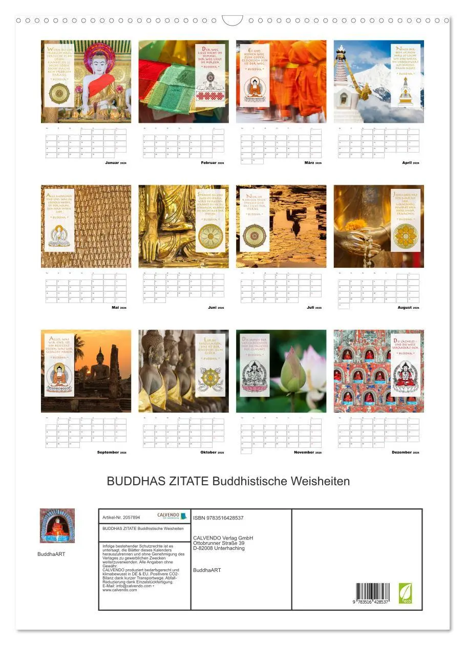Bild: 9783516428537 | BUDDHAS ZITATE Buddhistische Weisheiten (Wandkalender 2026 DIN A2...