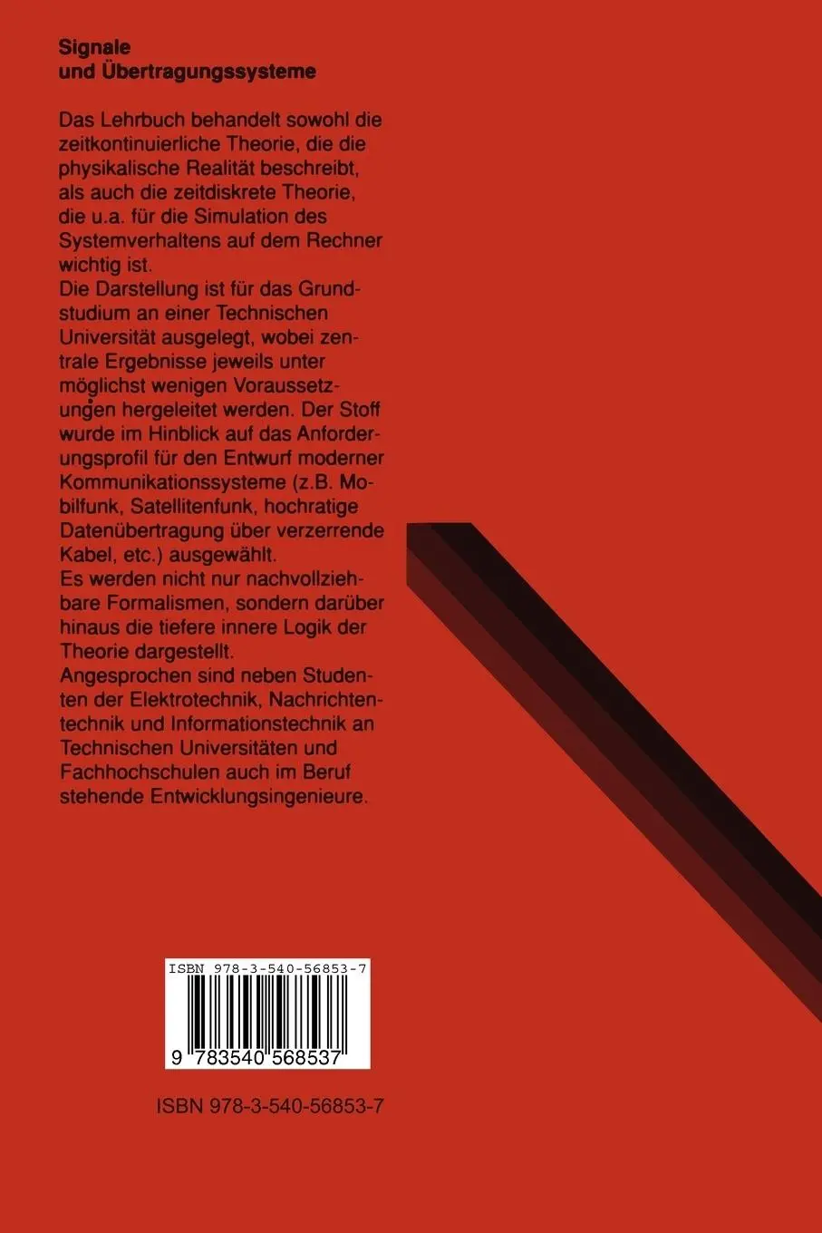 Rückseite: 9783540568537 | Signale und Übertragungssysteme | Werner Rupprecht | Taschenbuch | xi