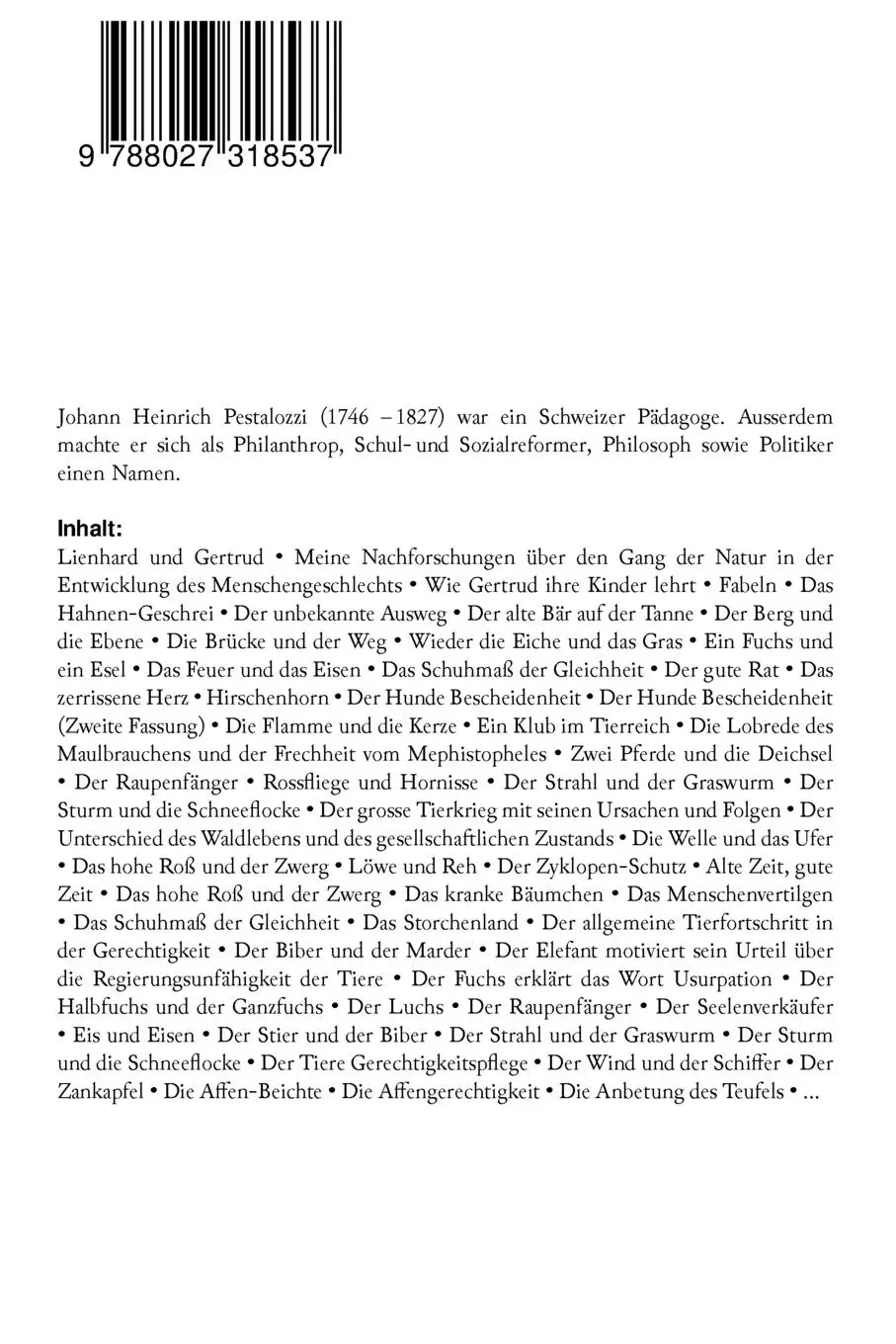 Rückseite: 9788027318537 | Gesammelte Werke | Johann Heinrich Pestalozzi | Taschenbuch | Englisch