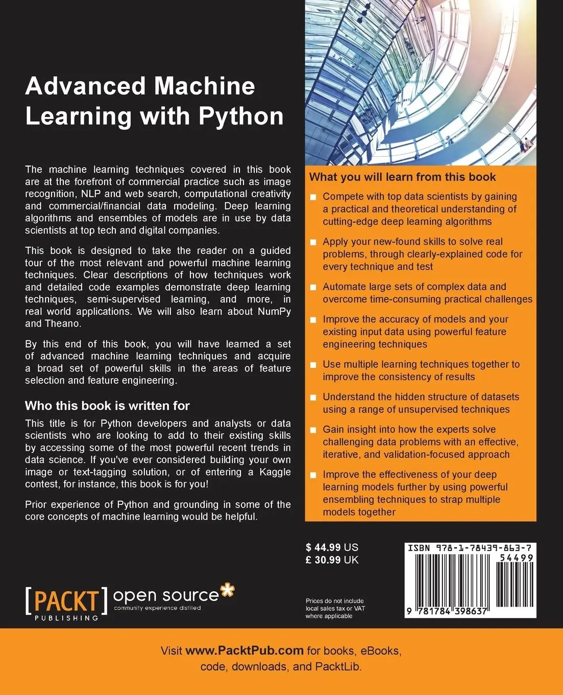 Rückseite: 9781784398637 | Advanced Machine Learning with Python | John Hearty | Taschenbuch