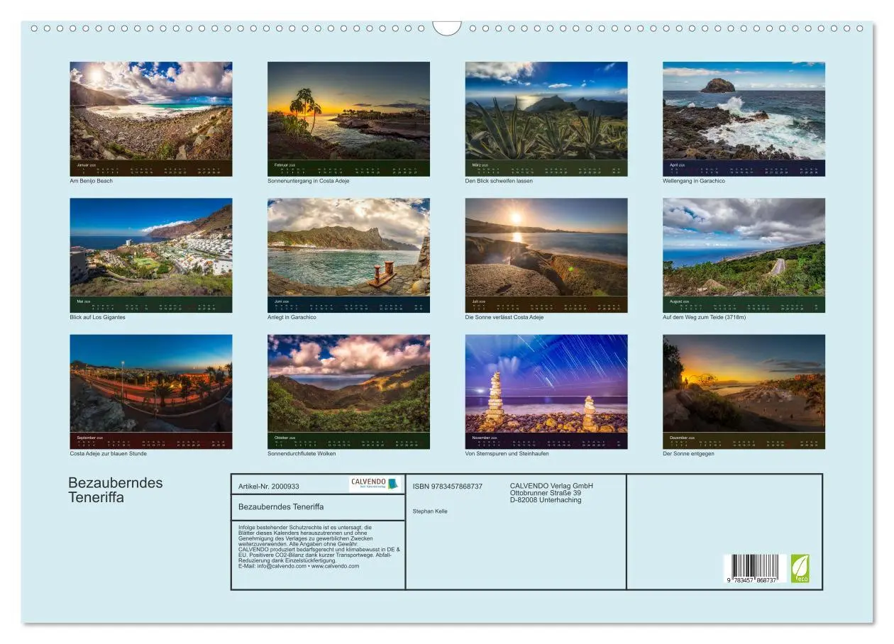 Bild: 9783457868737 | Bezauberndes Teneriffa (Wandkalender 2026 DIN A2 quer), CALVENDO...