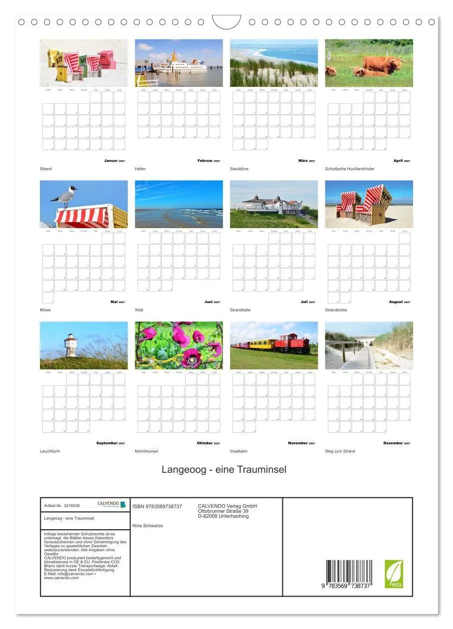 Bild: 9783569738737 | Langeoog - eine Trauminsel (Wandkalender 2027 DIN A3 hoch),...