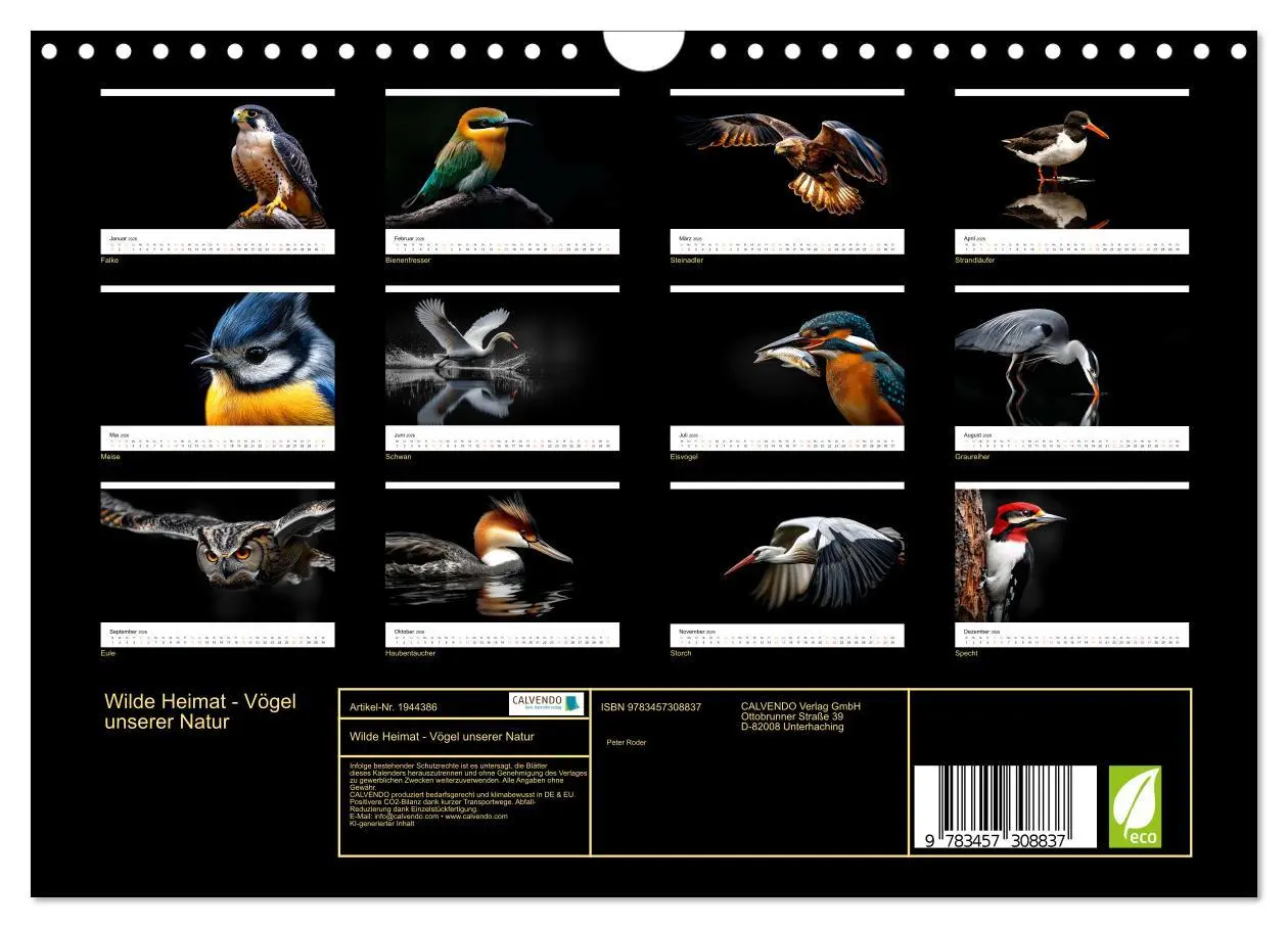 Bild: 9783457308837 | Wilde Heimat - Vögel unserer Natur (Wandkalender 2026 DIN A4 quer),...