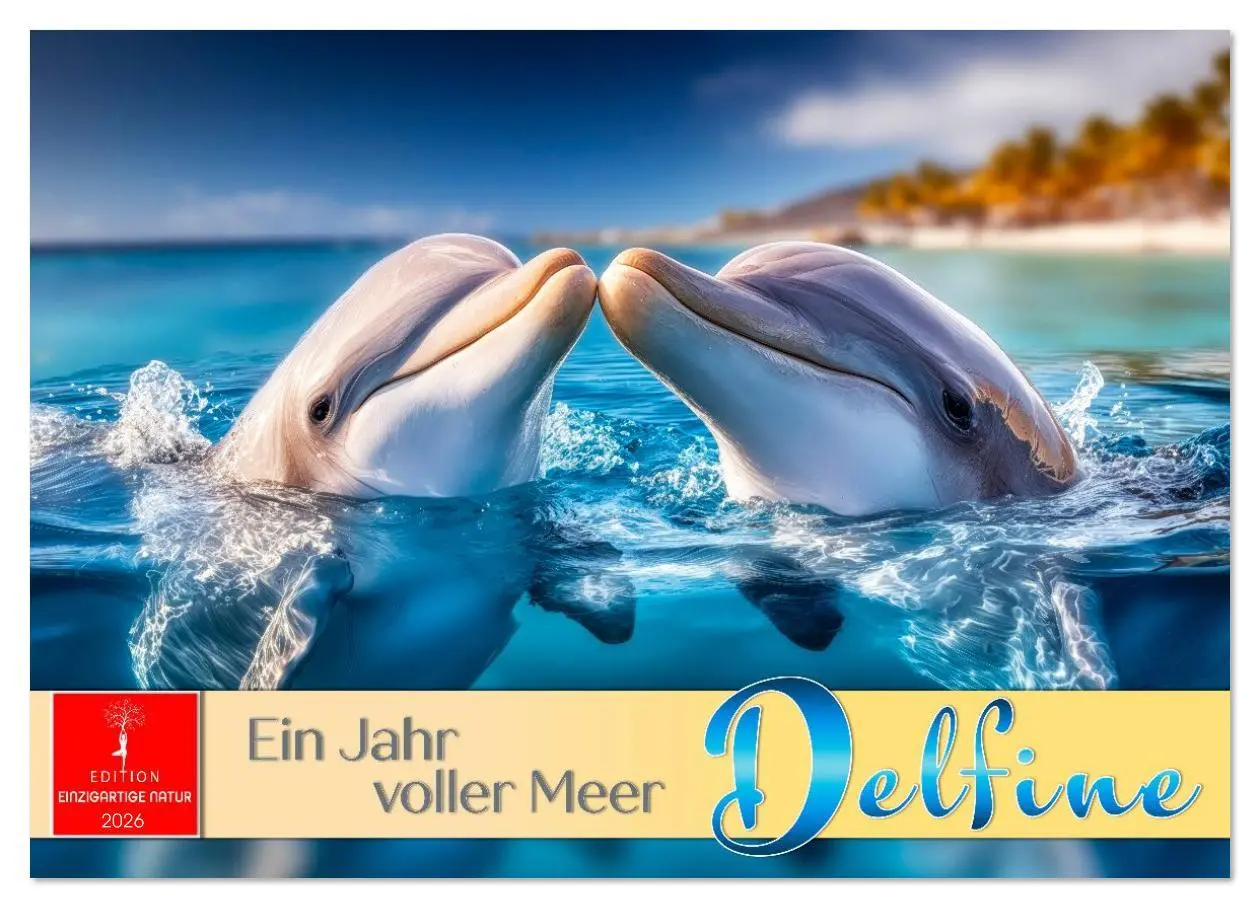Cover: 9783516638837 | Delfine - ein Jahr voller Meer (Wandkalender 2026 DIN A3 quer),...