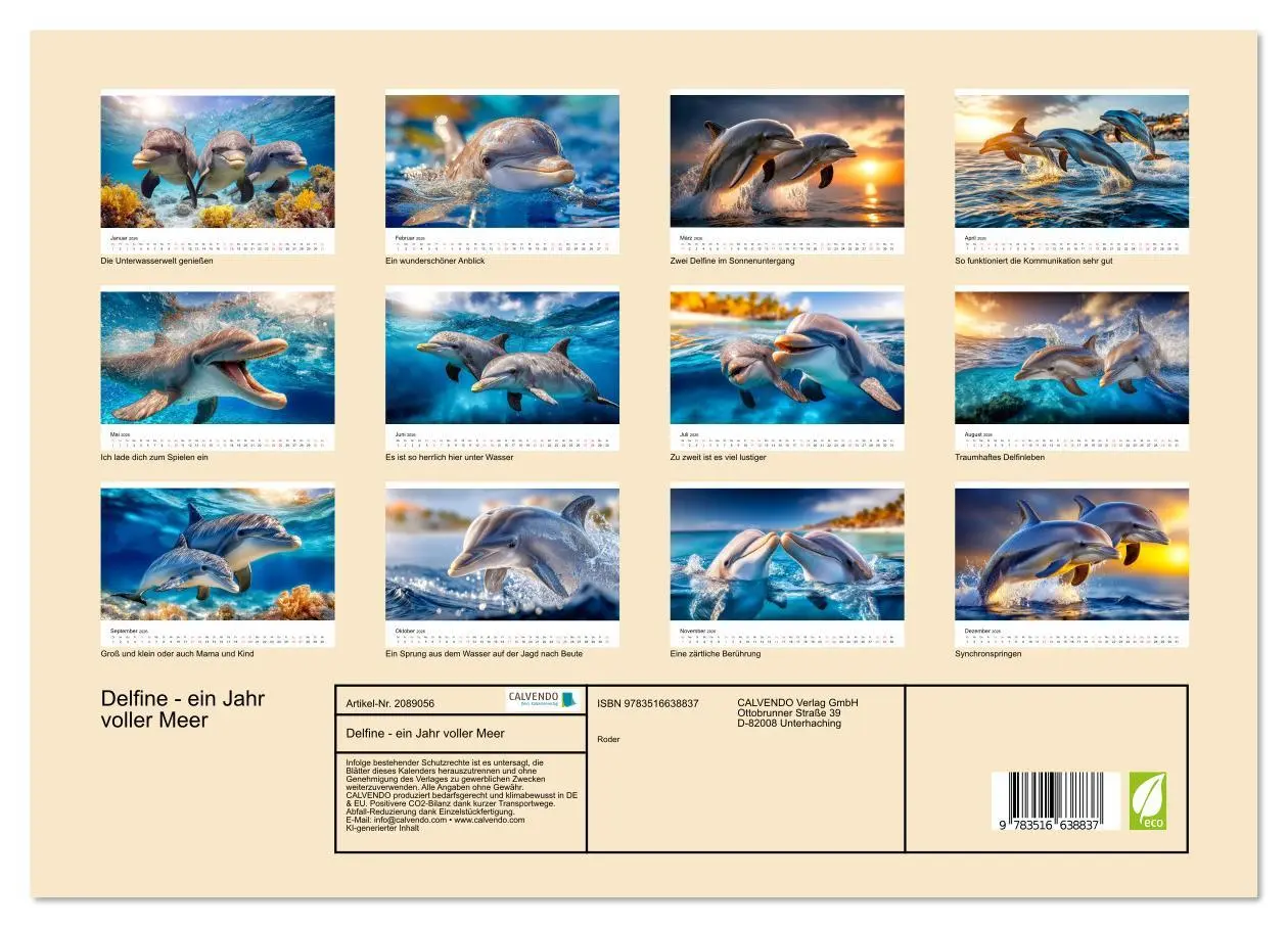 Bild: 9783516638837 | Delfine - ein Jahr voller Meer (Wandkalender 2026 DIN A3 quer),...