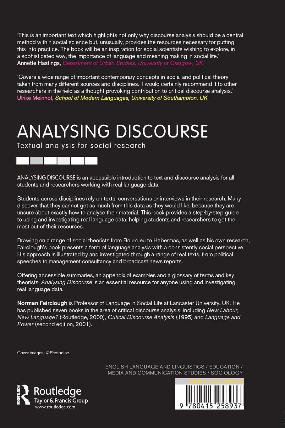 Rückseite: 9780415258937 | Analysing Discourse | Textual Analysis for Social Research | Buch