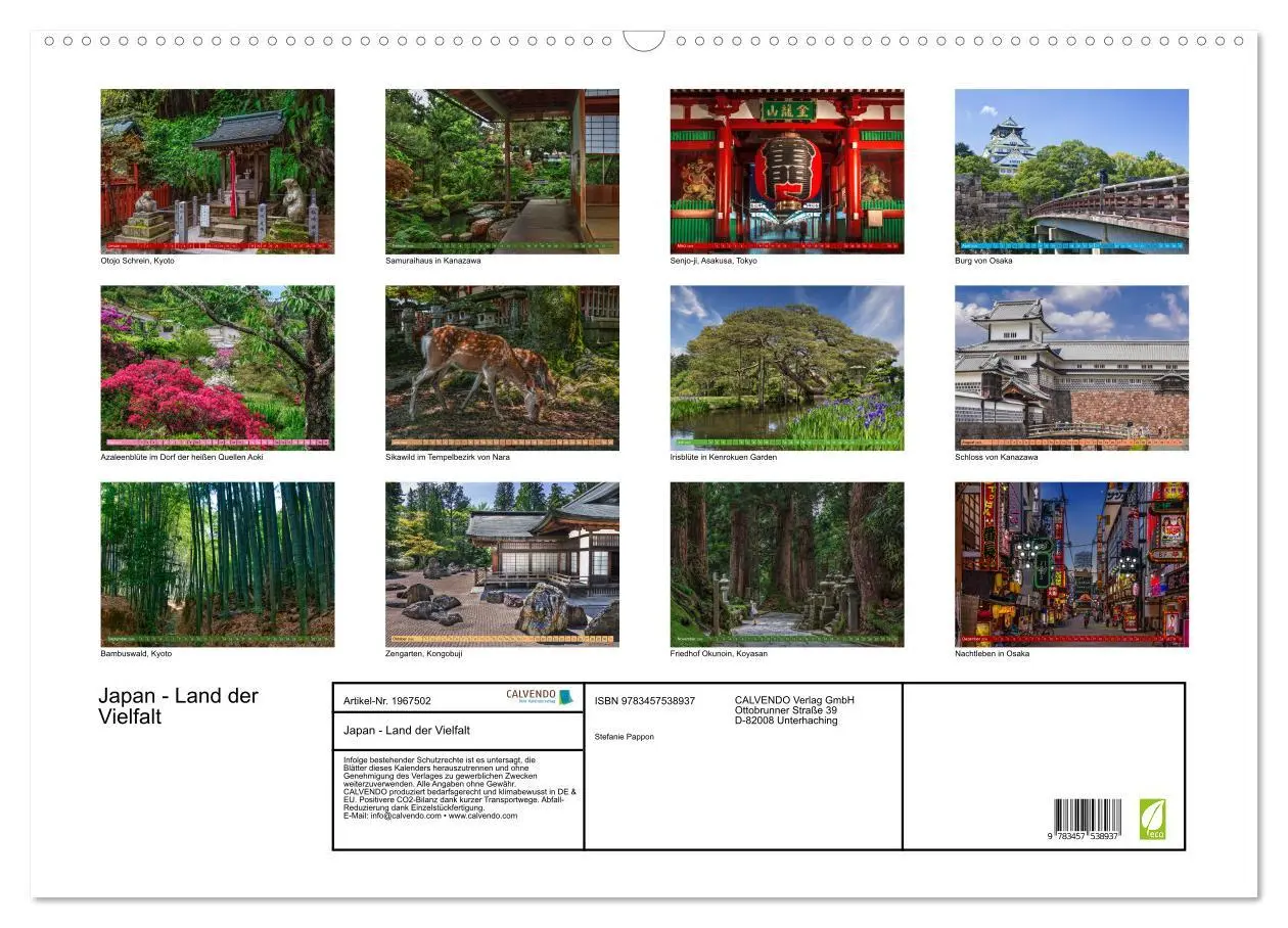 Bild: 9783457538937 | Japan - Land der Vielfalt (Wandkalender 2026 DIN A2 quer), CALVENDO...