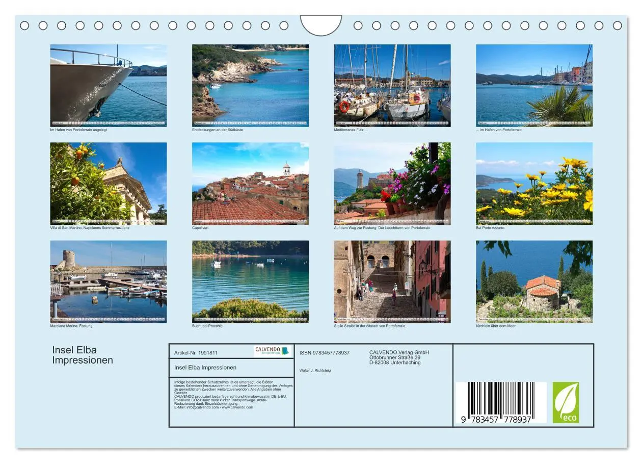 Bild: 9783457778937 | Insel Elba Impressionen (Wandkalender 2026 DIN A4 quer), CALVENDO...