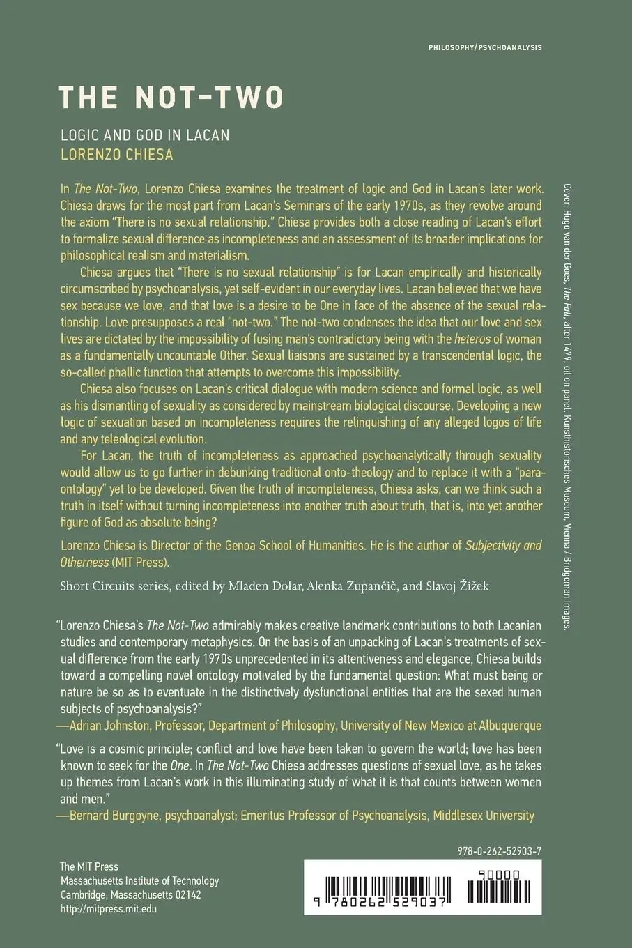 Rückseite: 9780262529037 | The Not-Two | Logic and God in Lacan | Lorenzo Chiesa | Taschenbuch